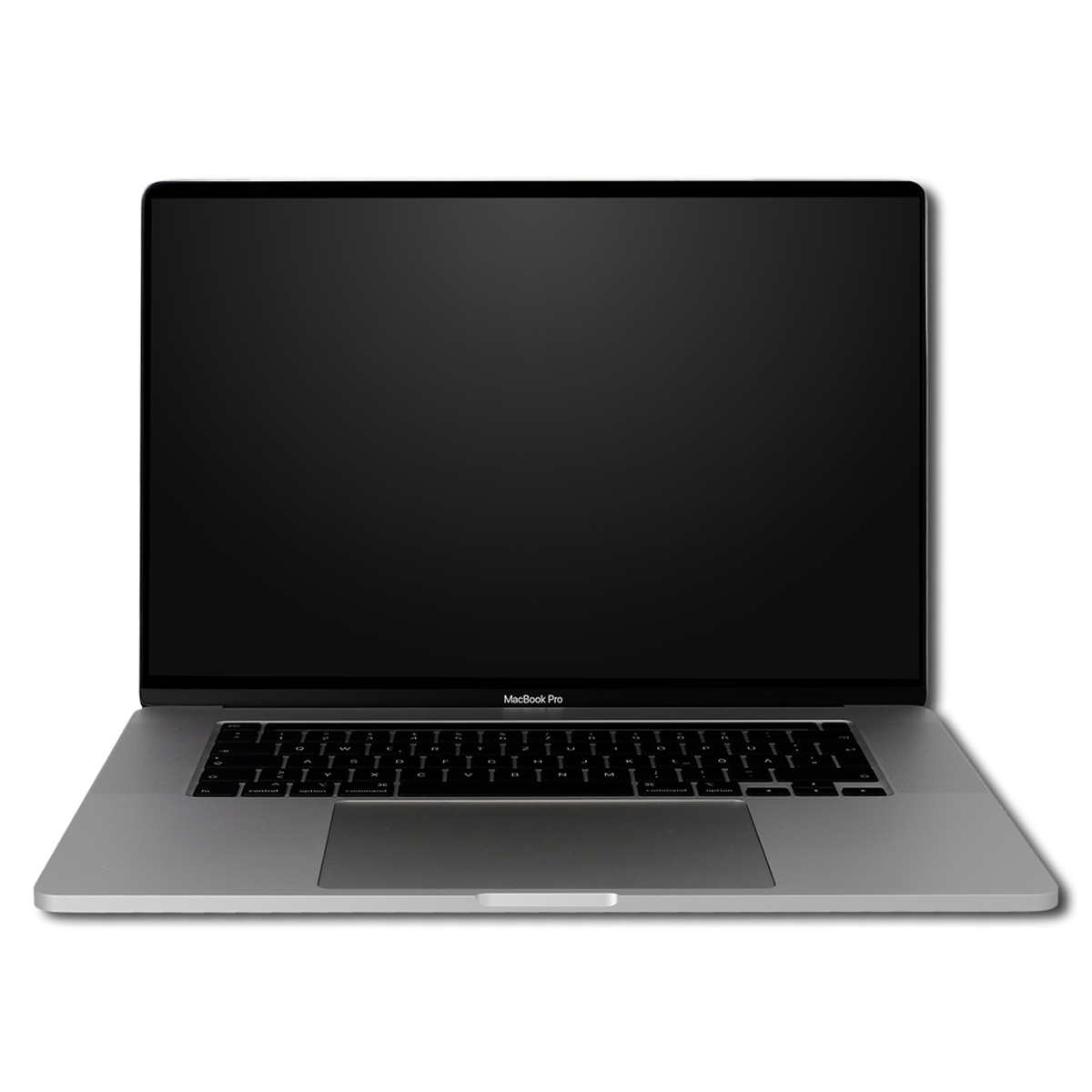 Ein silberner MacBook Pro Laptop mit ausgeschaltetem Bildschirm.