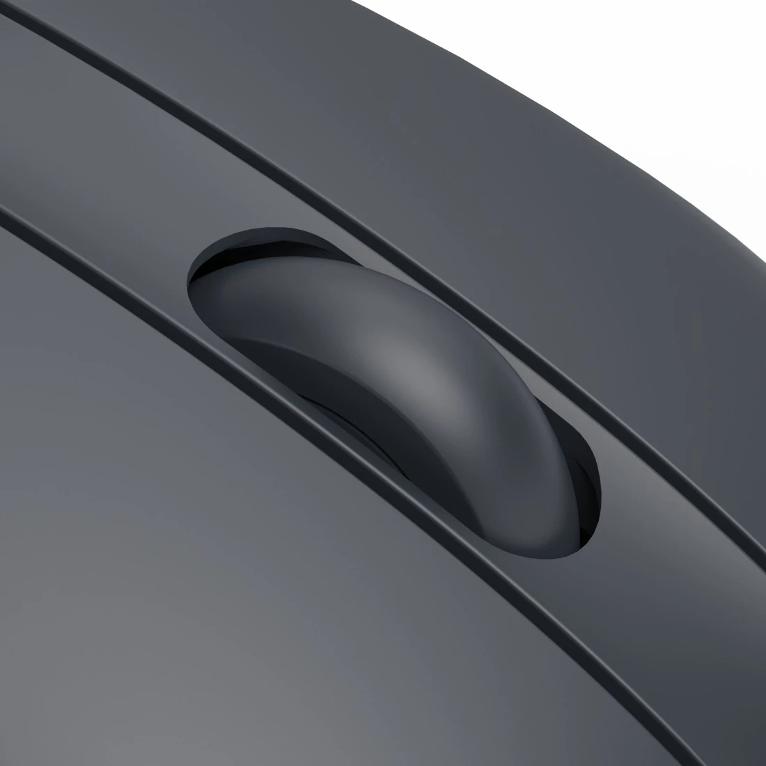 Zbliżenie na szare kółko przewijania myszy komputerowej.