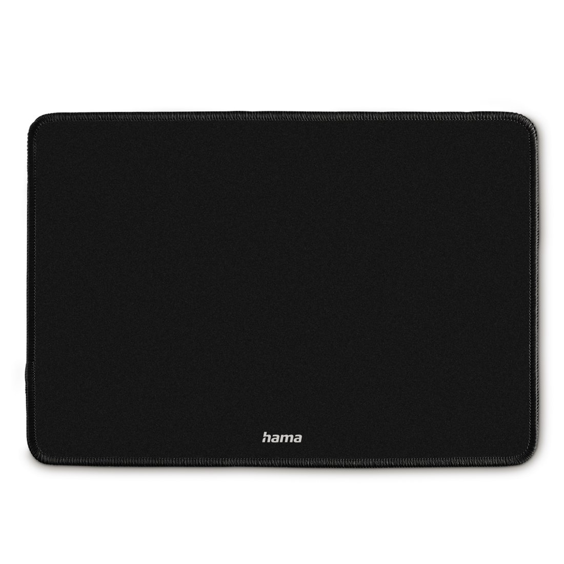 Schwarze Mausunterlage mit Naht und Hama-Logo unten rechts.