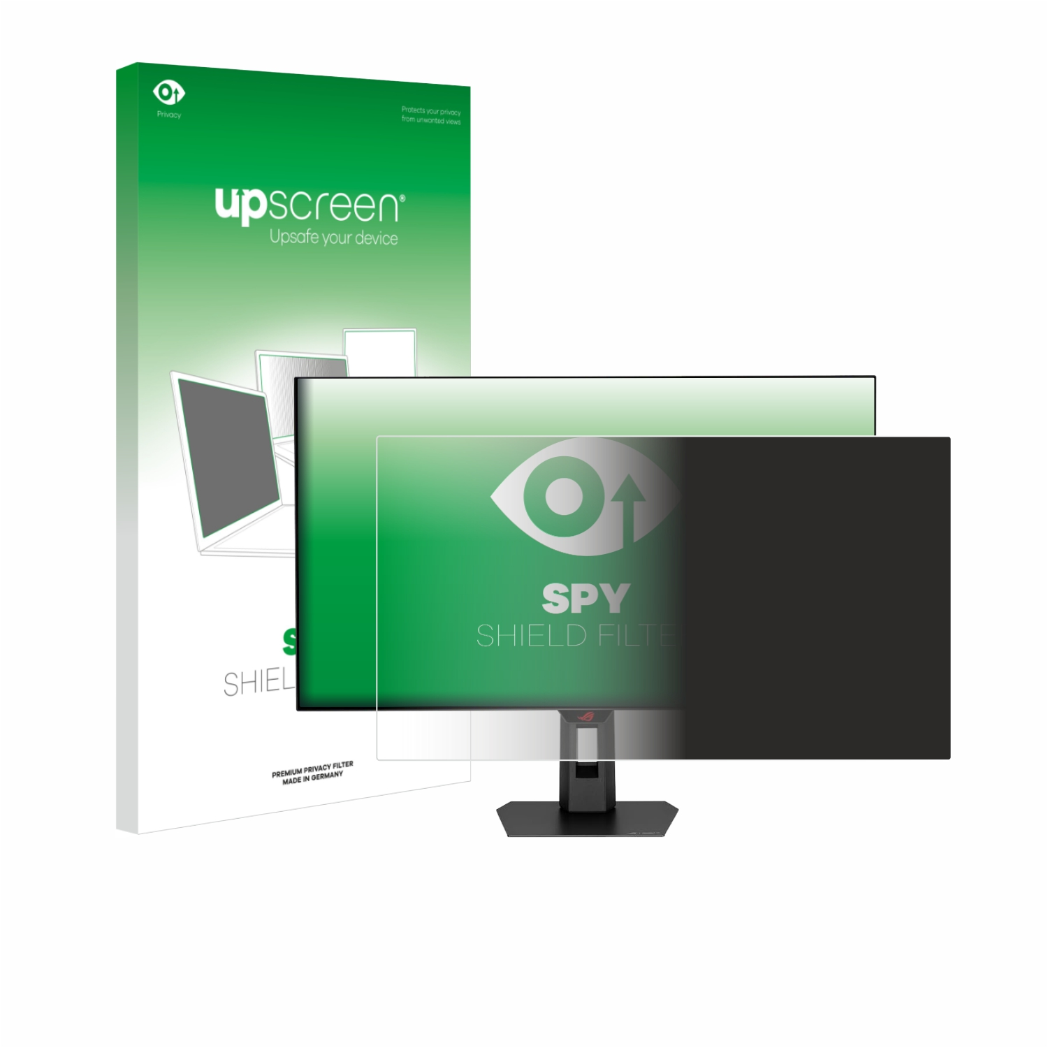 Ein Sichtschutzfilter für Monitore und Laptops auf weißem Grund.