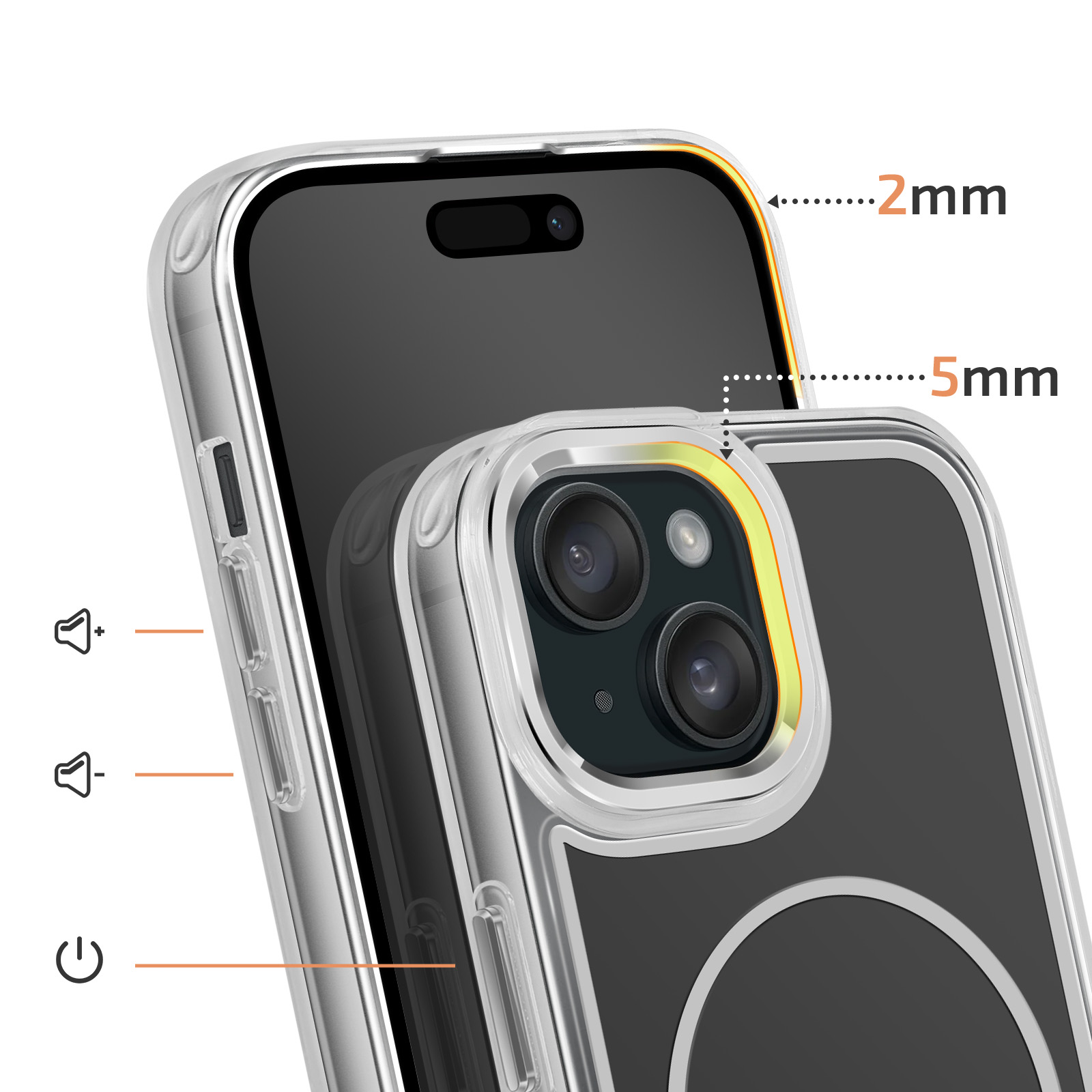 Een doorzichtige telefoonhoes met verstevigde randen.