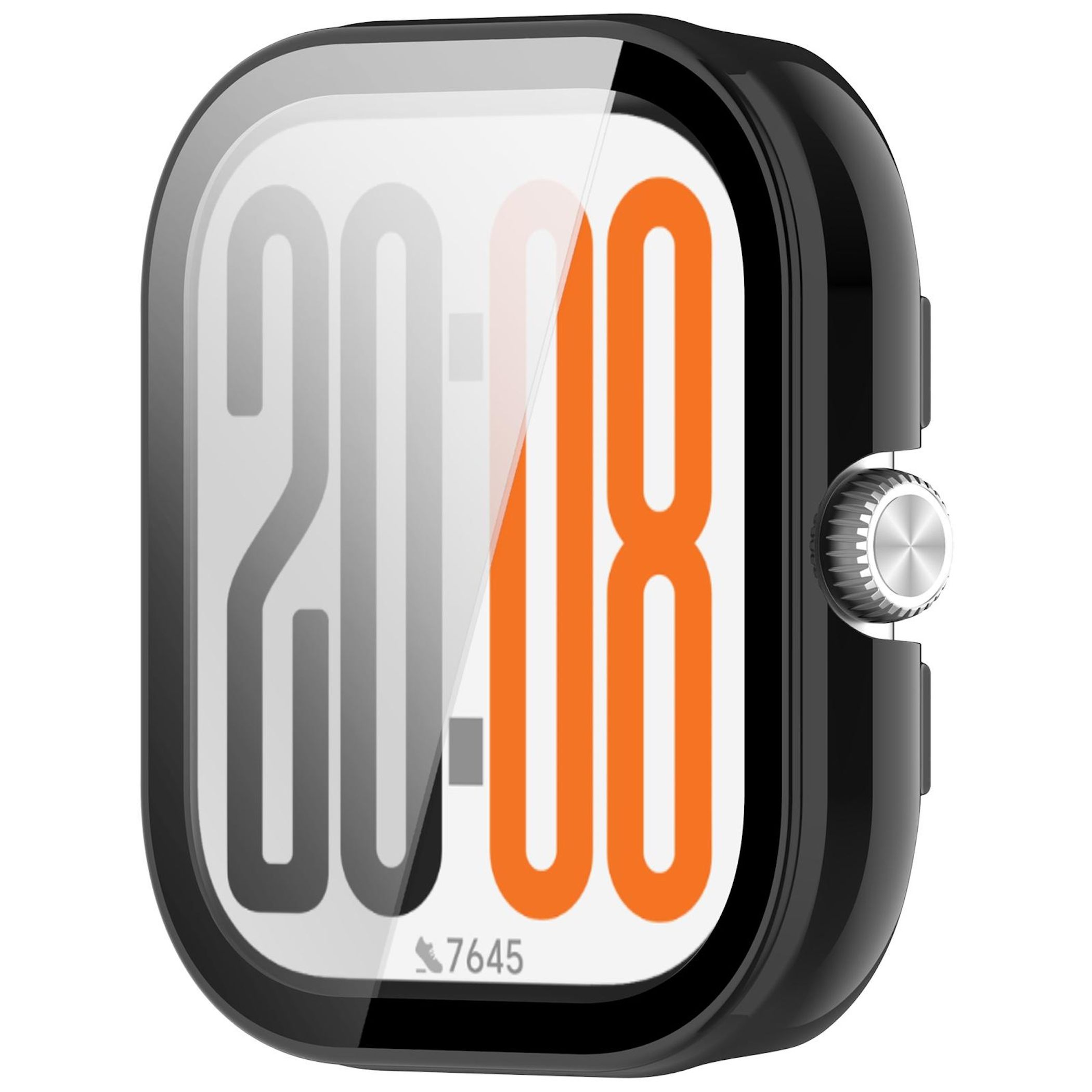 Orologio nero con quadrante argentato e display digitale 20:08.