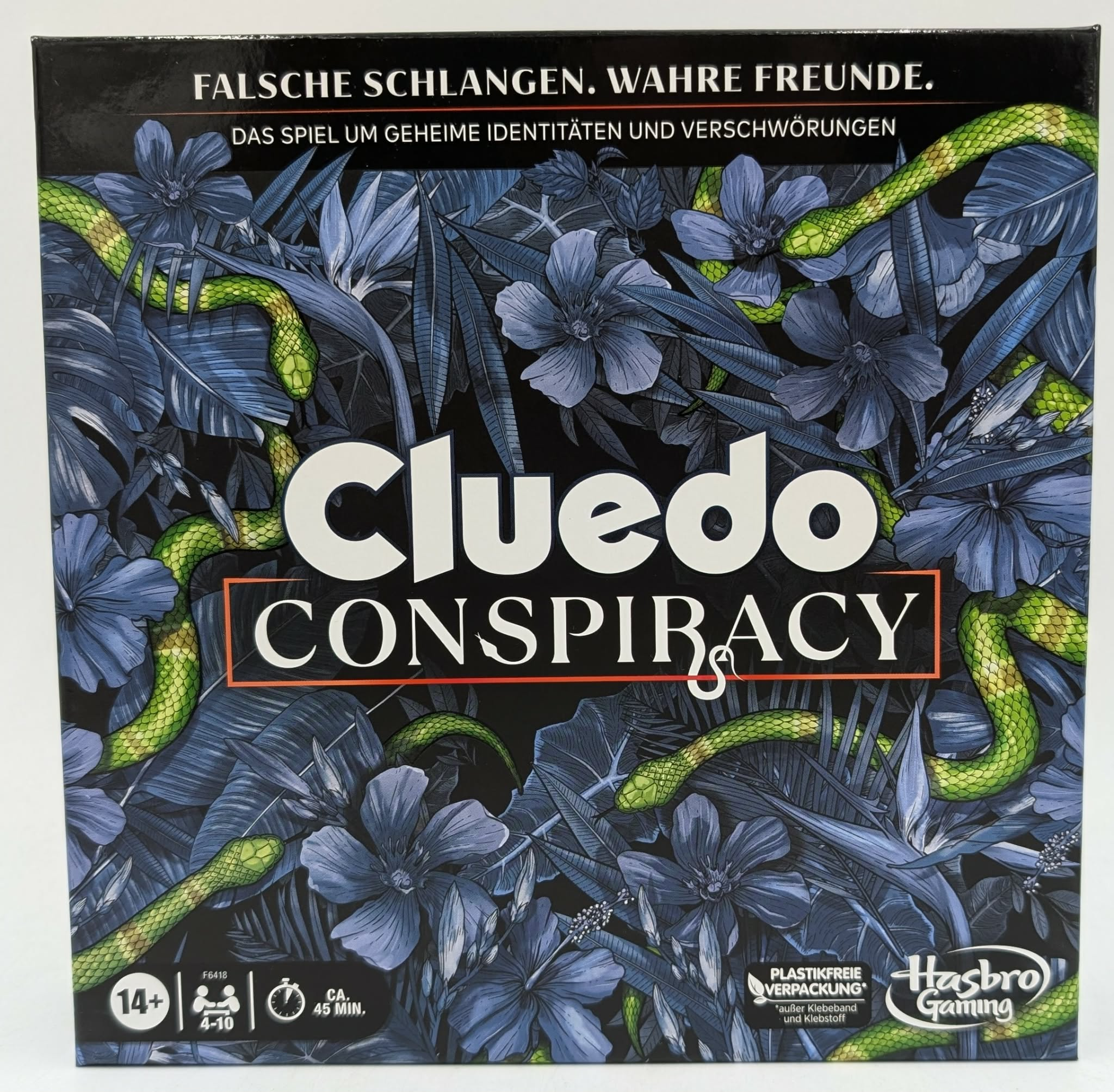 Cluedo Conspiracy Brettspiel mit Schlangen und Blumen. Alter 14+, 4-10 Spieler, 45 Min.