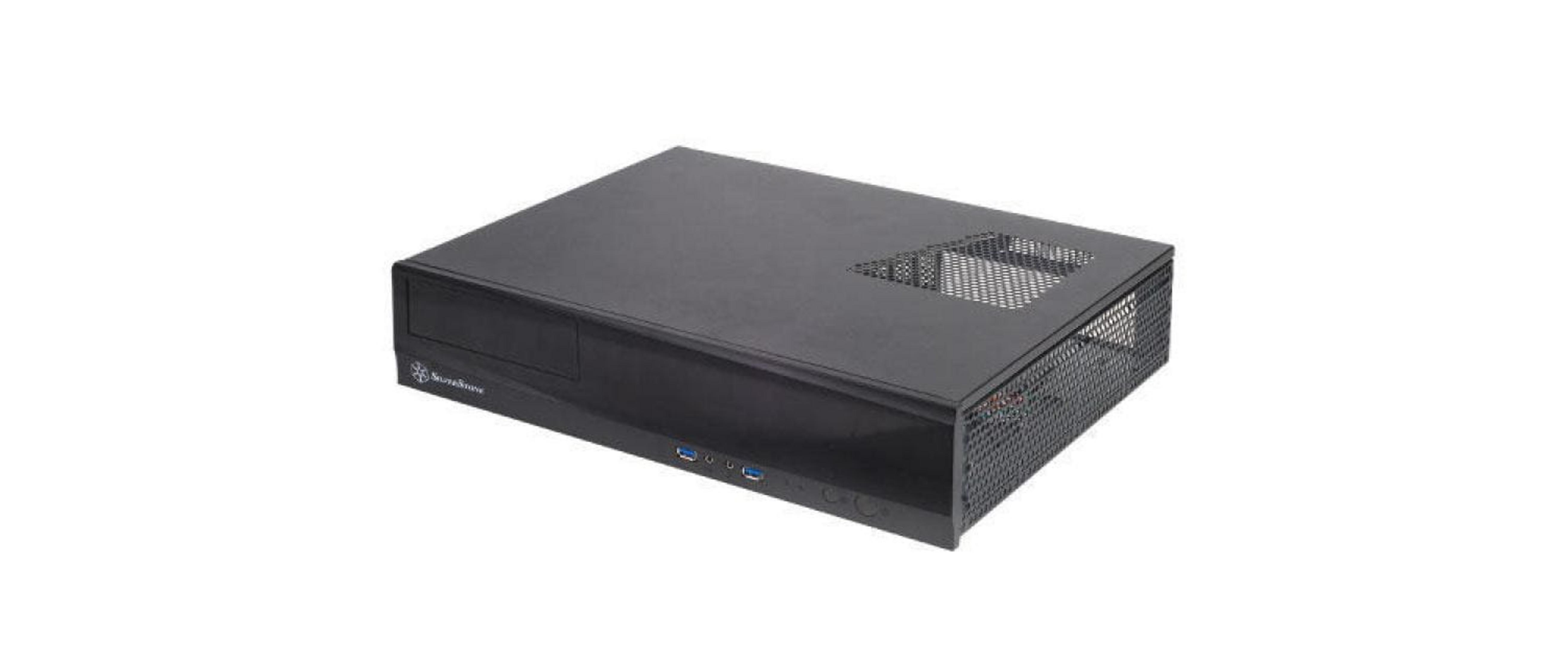Case del computer nero con griglia di ventilazione e porte.