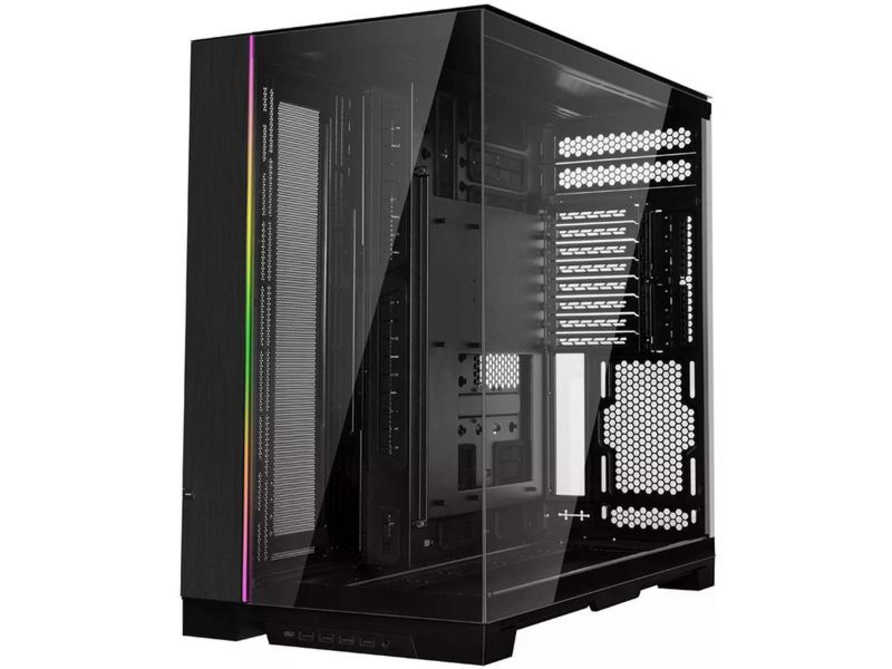 Case PC nero con frontale in vetro e illuminazione RGB.