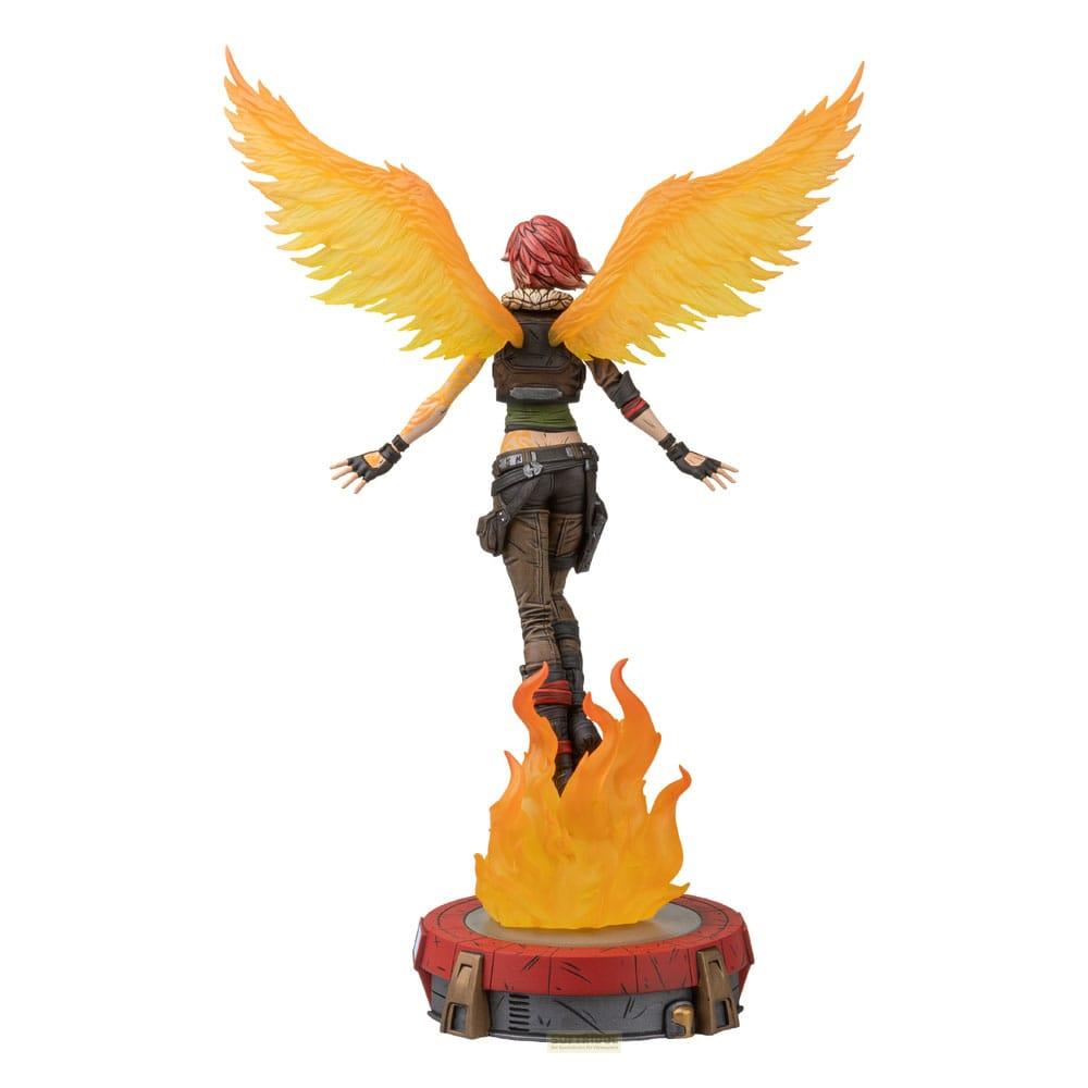 Figur mit Federschwingen auf Flammenbasis