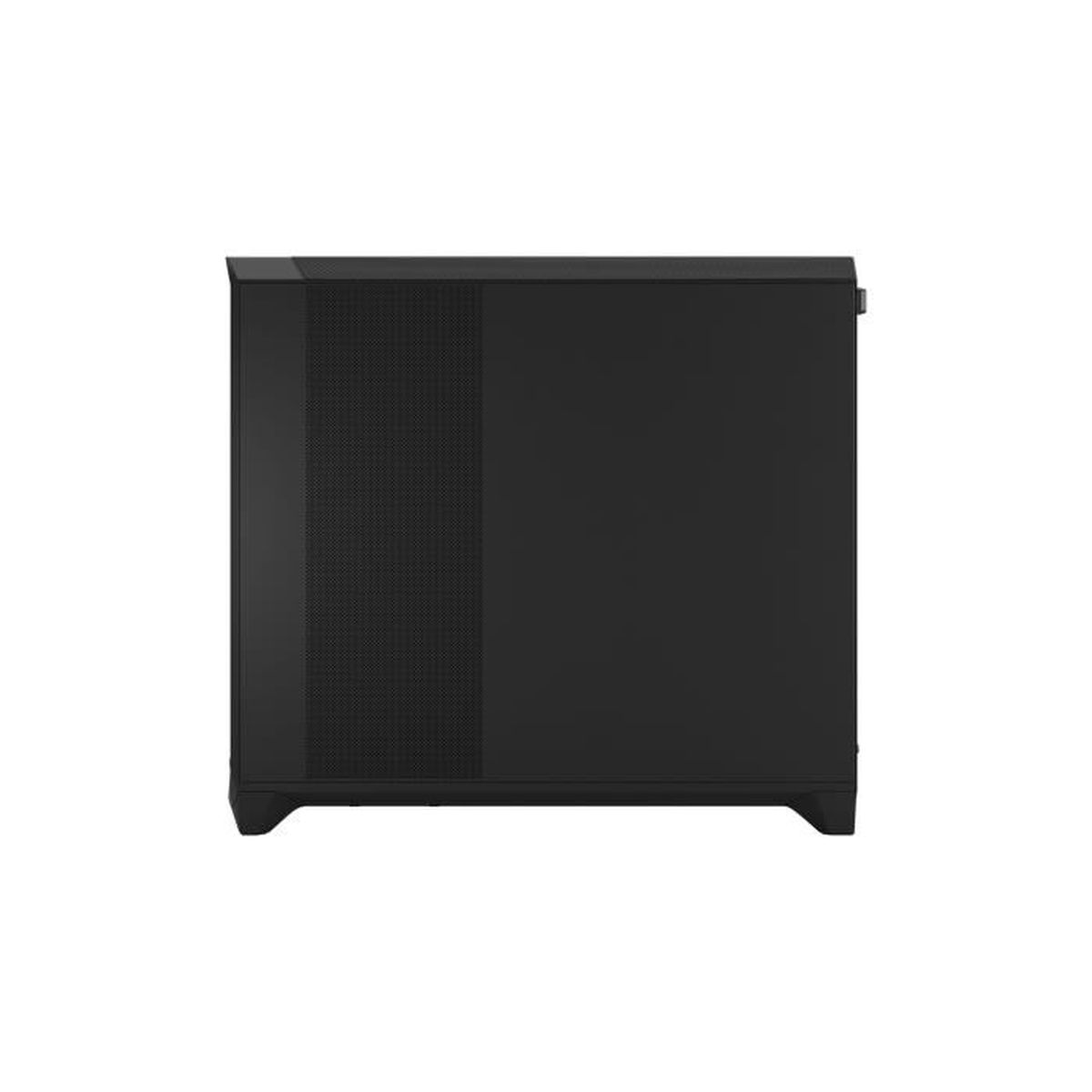 Case PC nero con pannello frontale forato e quattro piedini.