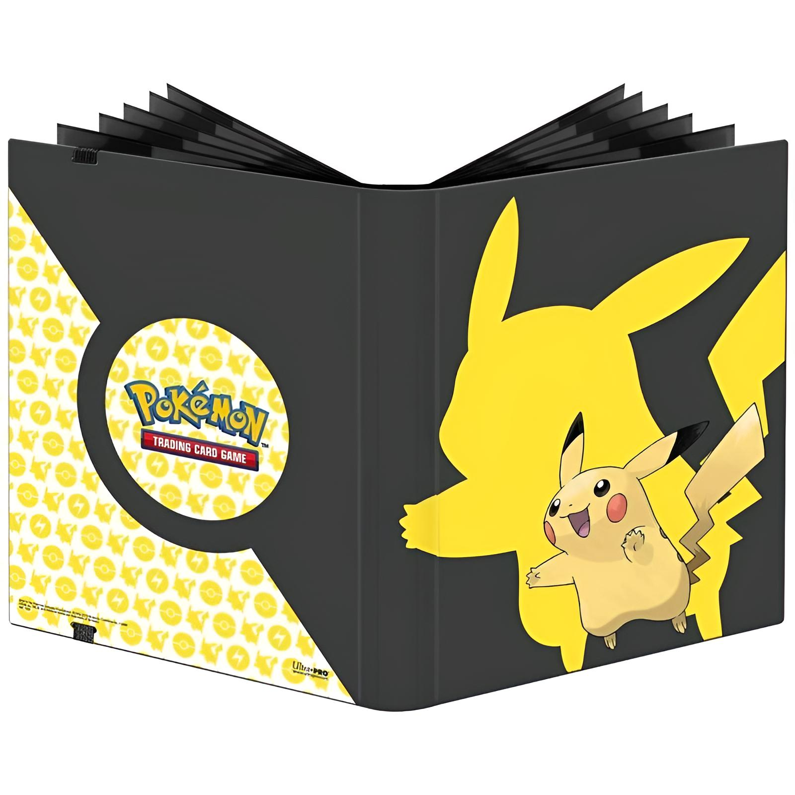 Ein schwarzer Ordner mit Pikachu-Motiv und dem Pokémon Trading Card Game Logo.
