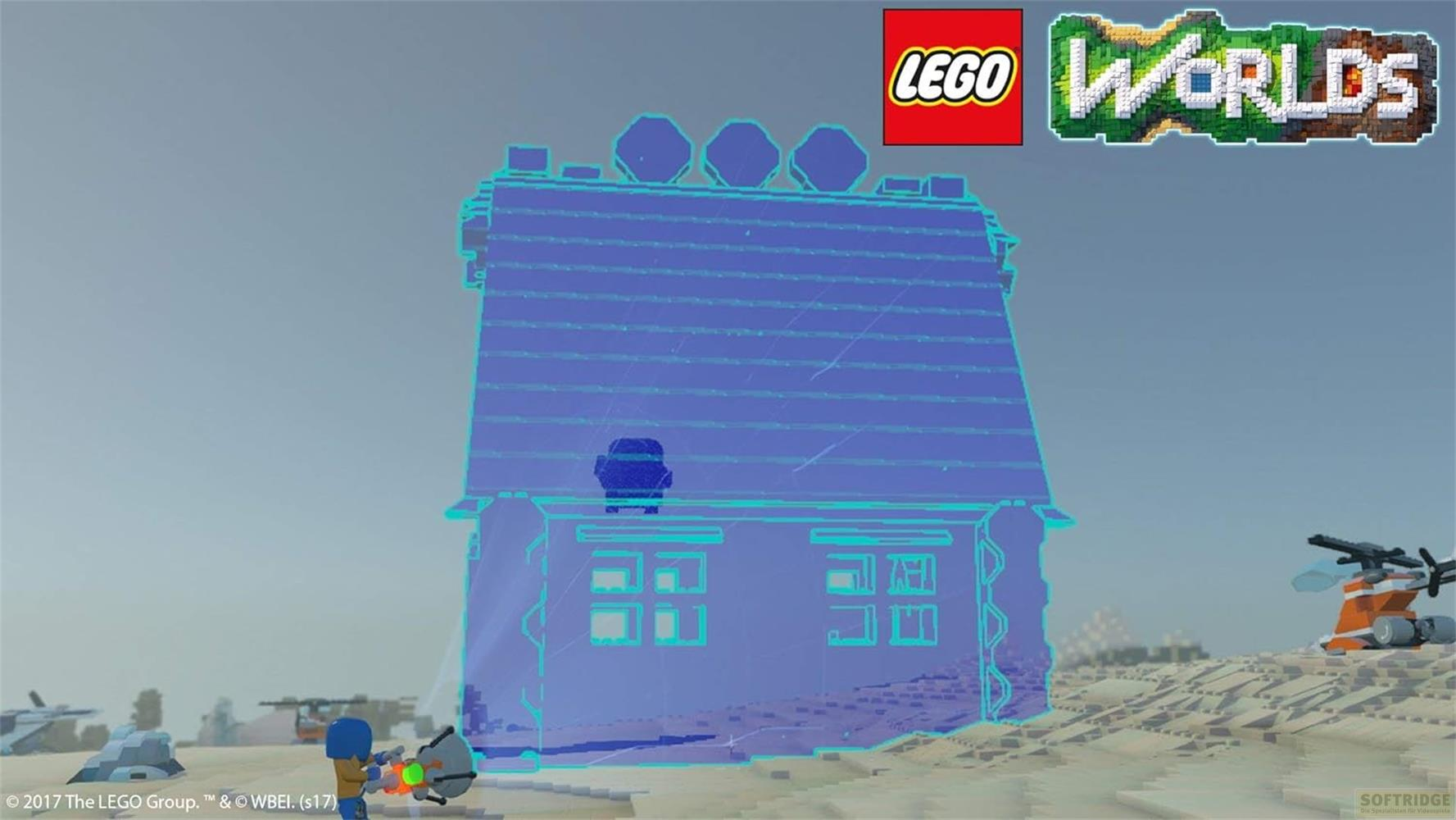 Un progetto di casa blu con finestre e un'auto sul tetto.
