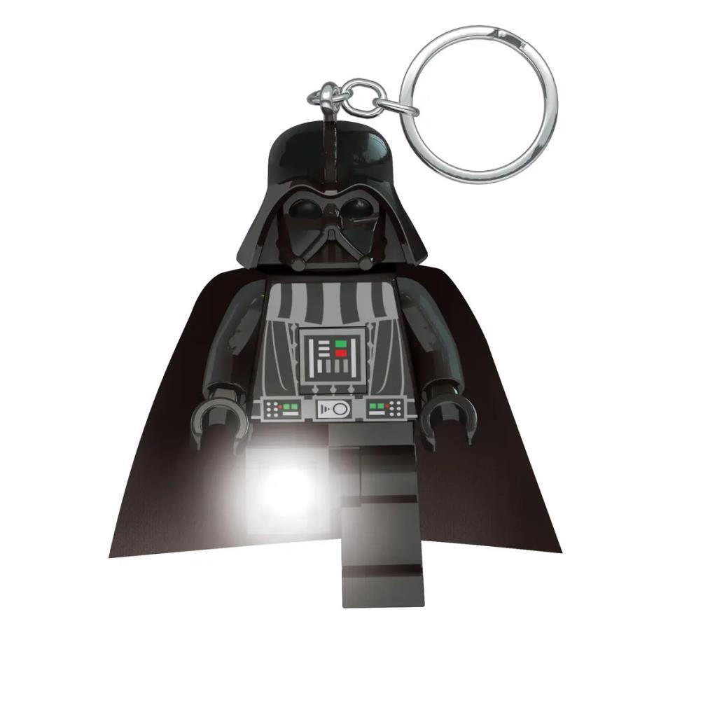 Llavero Lego negro de Darth Vader con luz y anilla plateada.