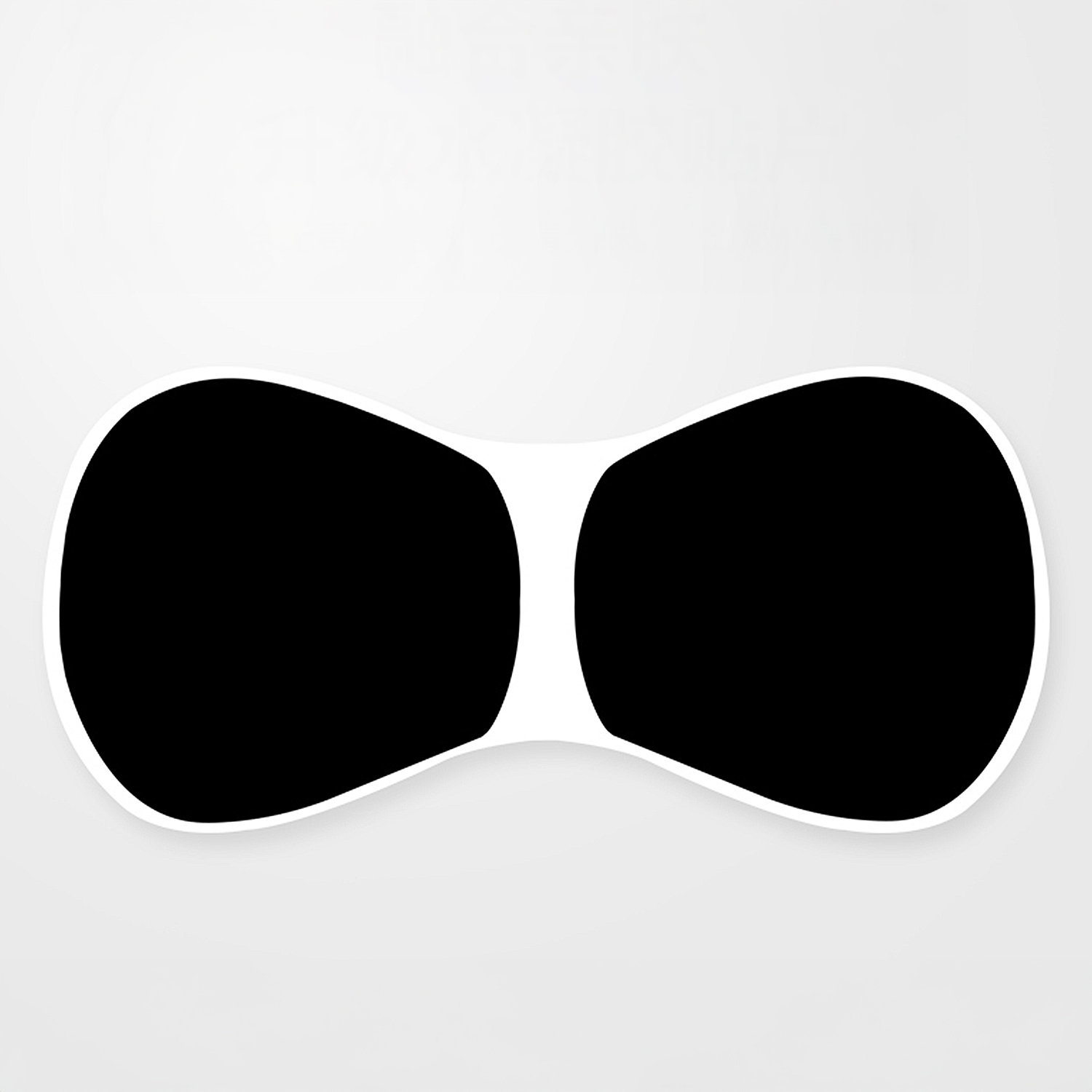 Lentes ovaladas negras con montura blanca sobre fondo gris.