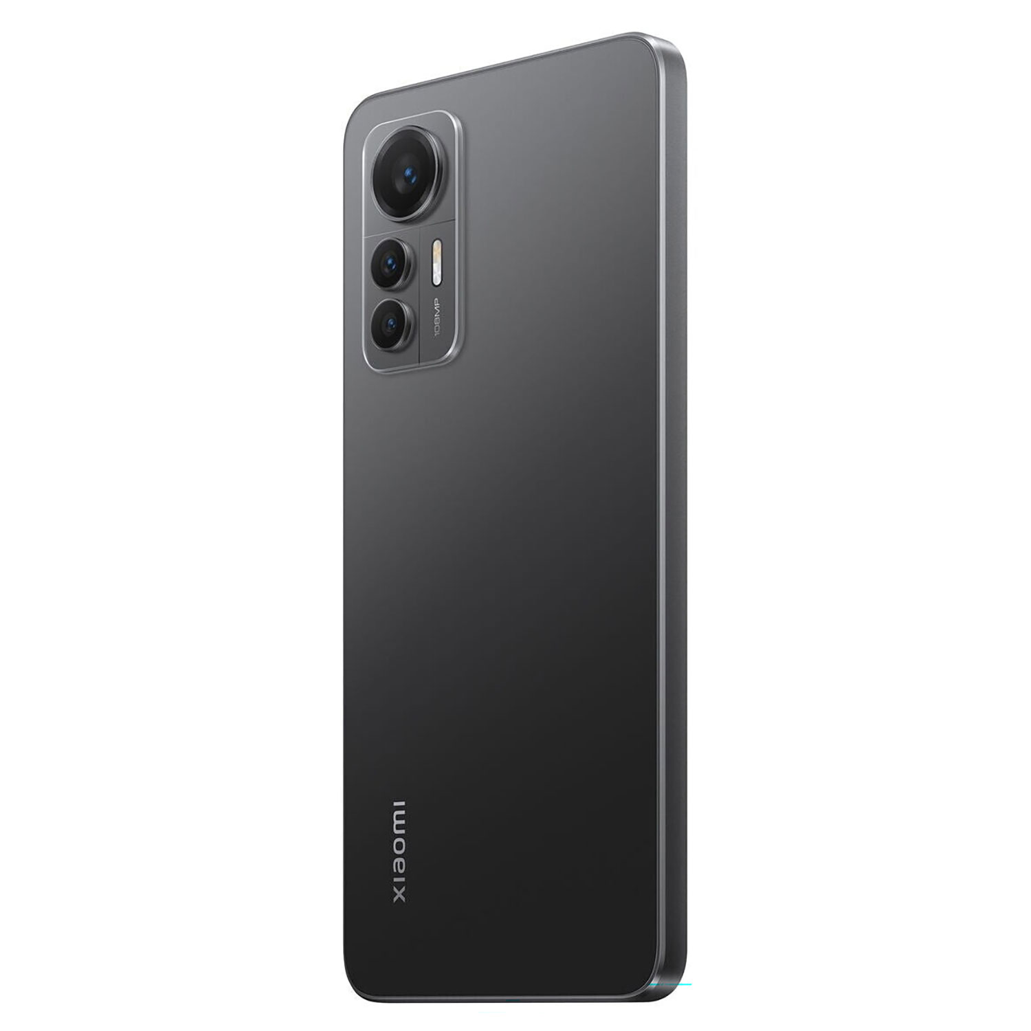 Szary smartfon Xiaomi z potrójnym aparatem i napisem 108MP.