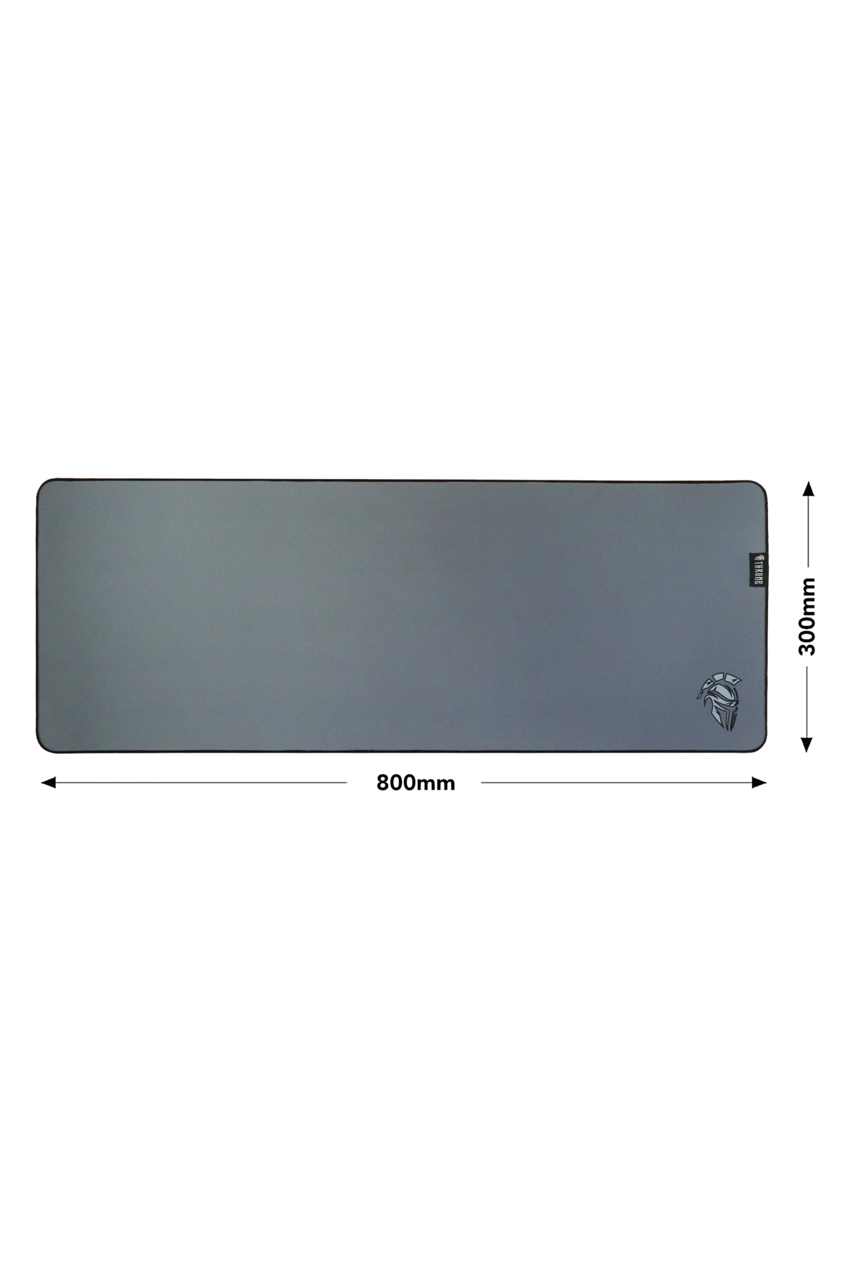 Gri fare altlığı, 800mm x 300mm, sağ altta logo bulunur.