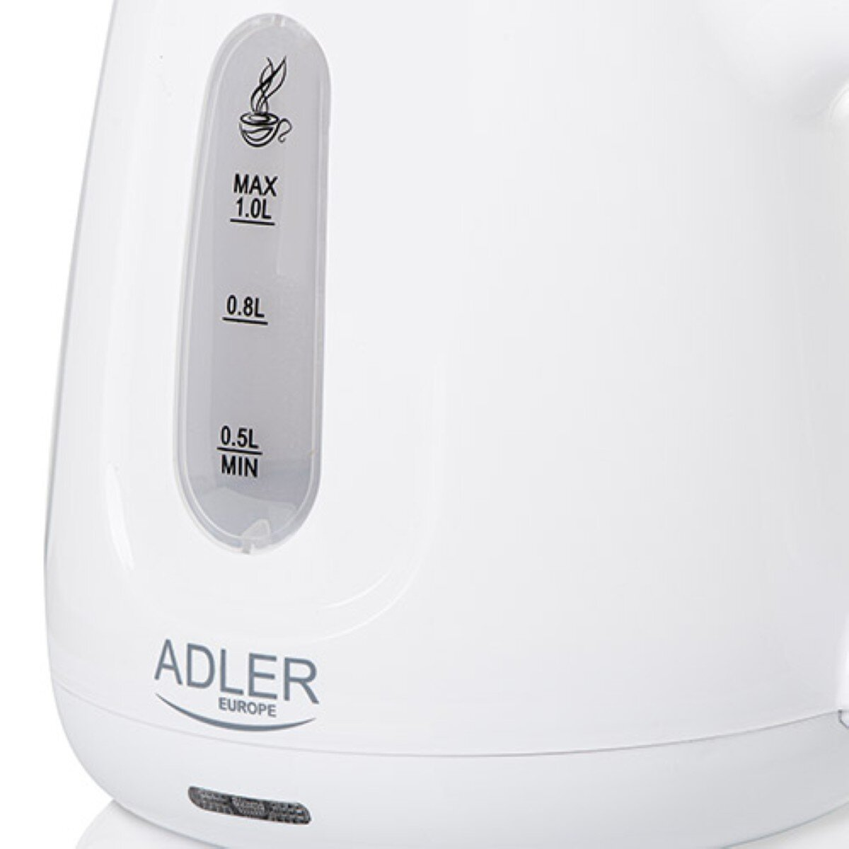 Weier Wasserkocher mit Fllstandsanzeige (0,5-1,0L) und Adler-Logo.