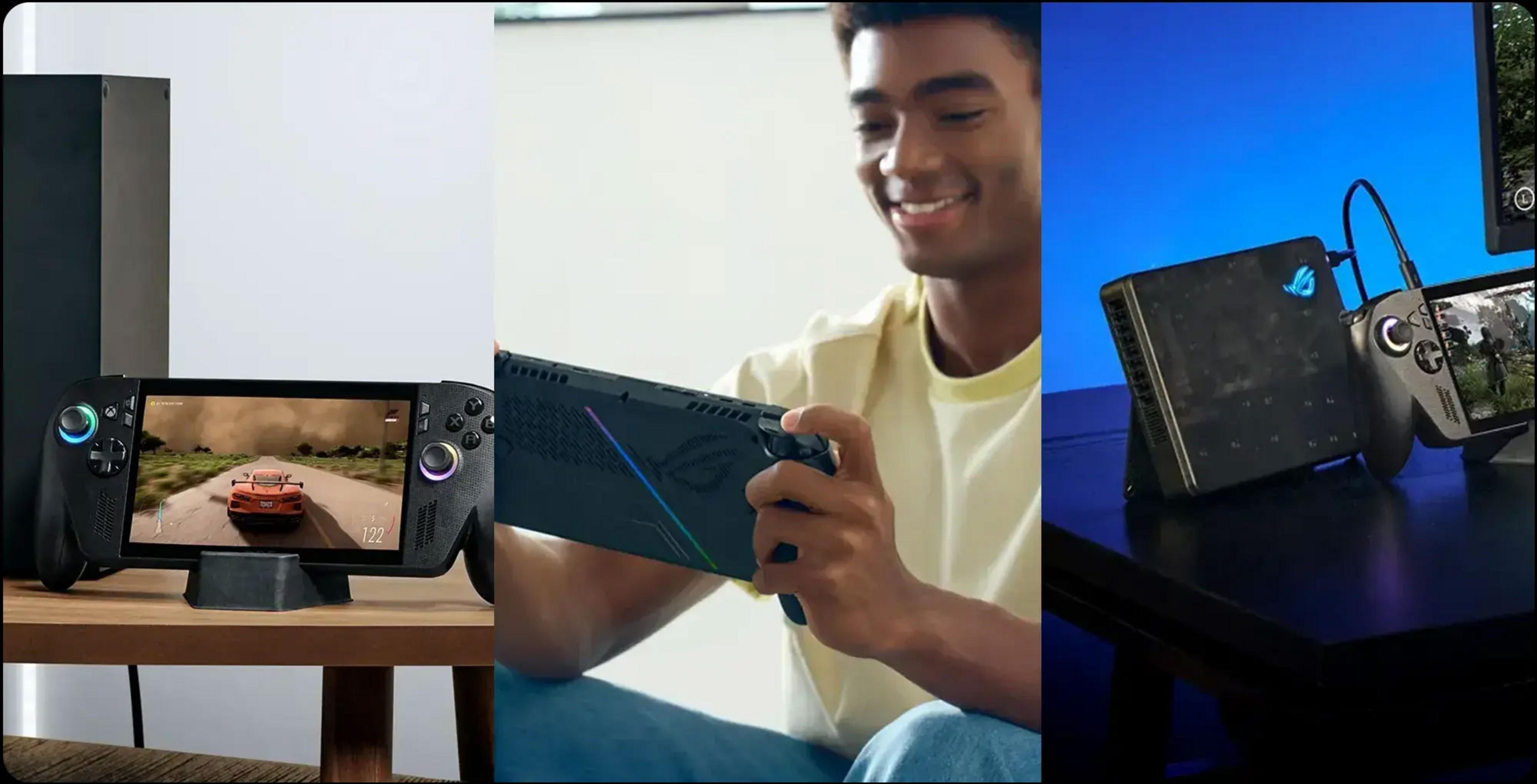 Przenośne urządzenie do gier z grą wyścigową na ekranie.