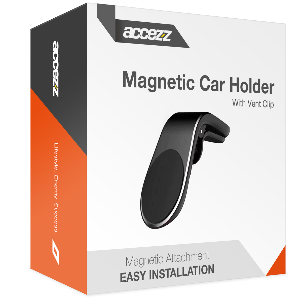 Verpakking voor een magnetische autohouder met ventilatieclip.