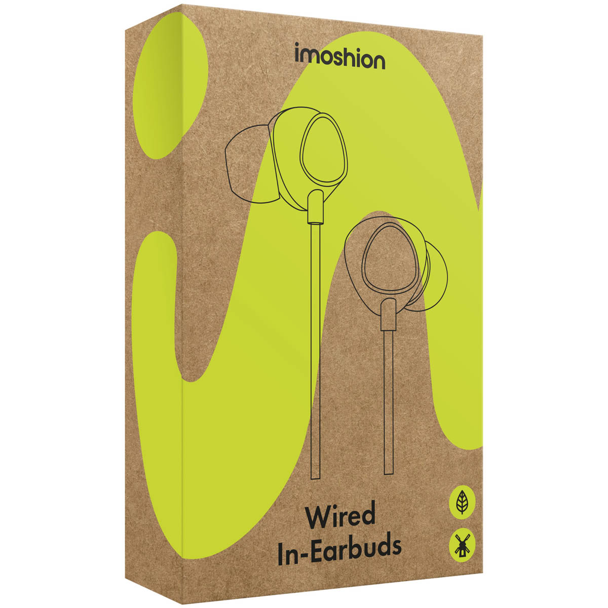 Imoshion In-Earbuds packaging with line drawing of earbuds.