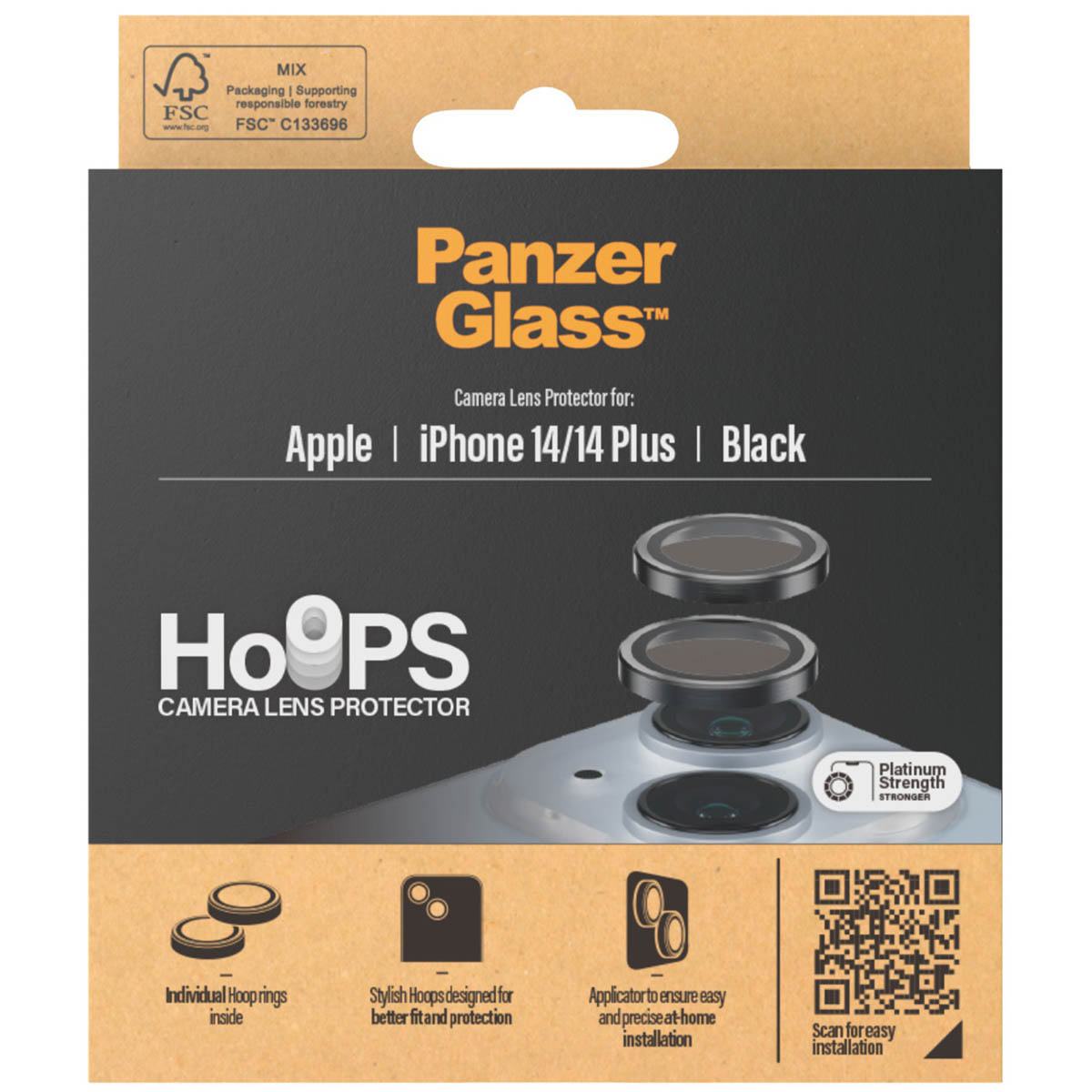 Panzer Glass iPhone 14/14 Plus cameralens beschermer verpakking.