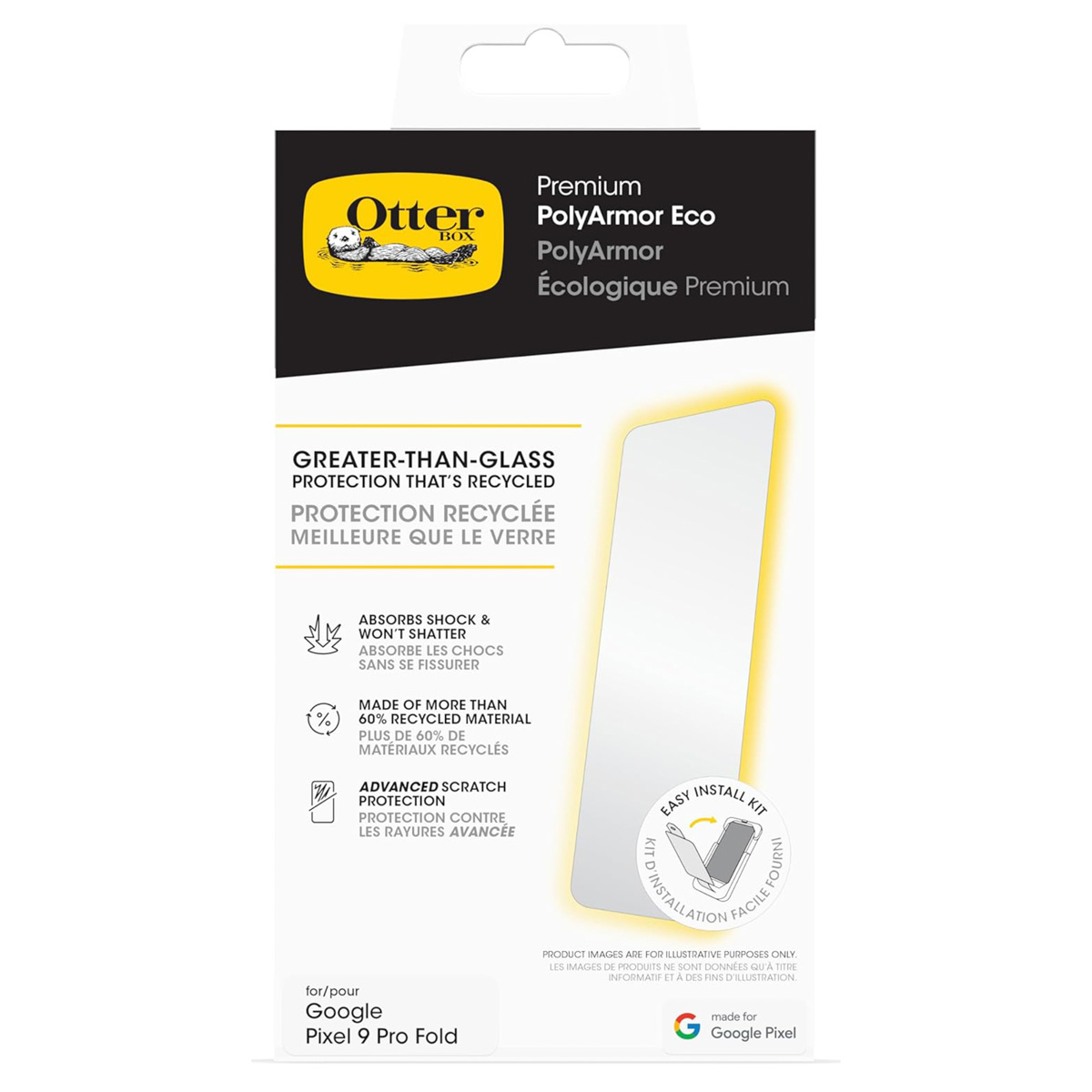 Protezione schermo OtterBox PolyArmor Eco per Google Pixel 9 Pro Fold, riciclata.
