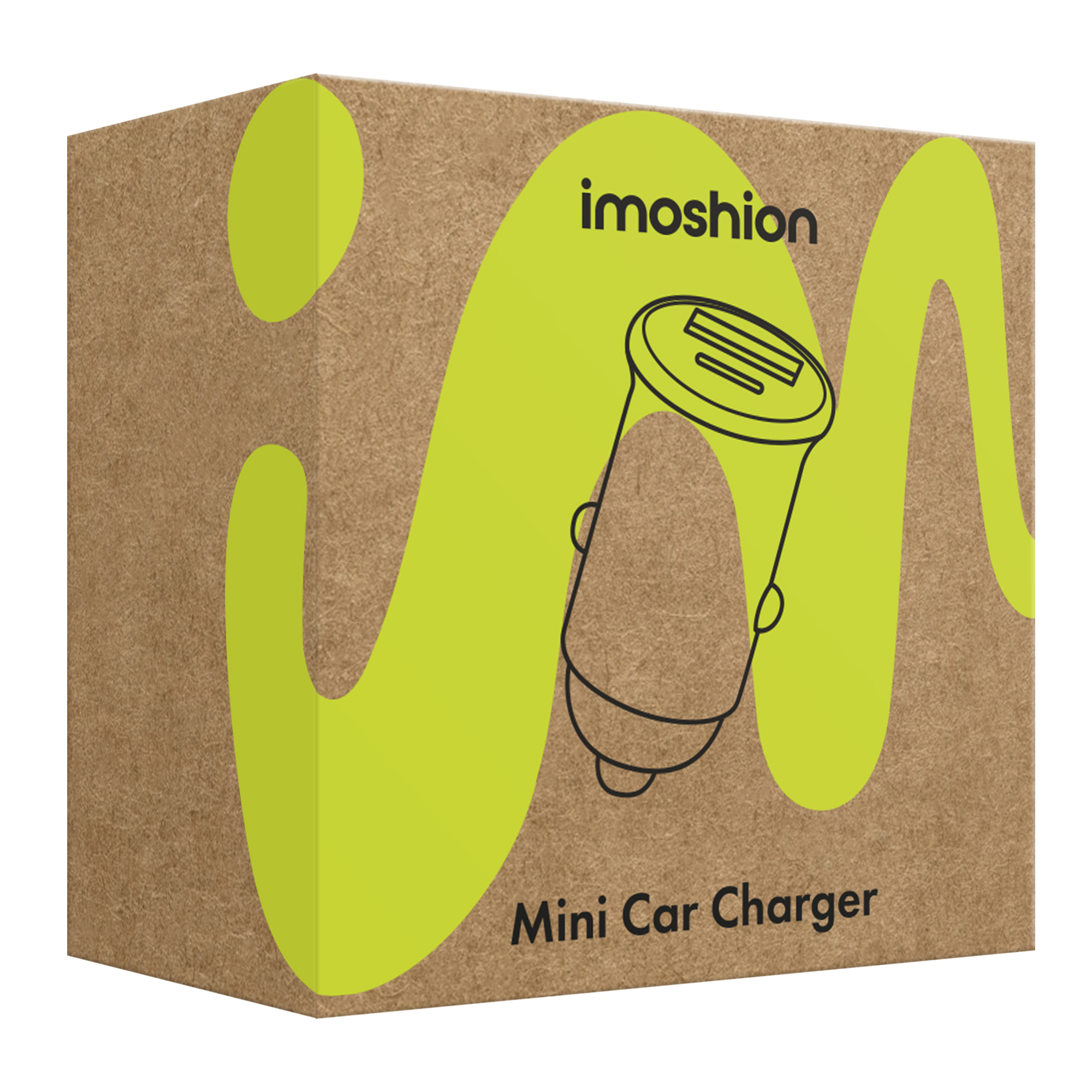 Braune Verpackung mit Imoshion Logo und Mini-Autoladegerät-Grafik.
