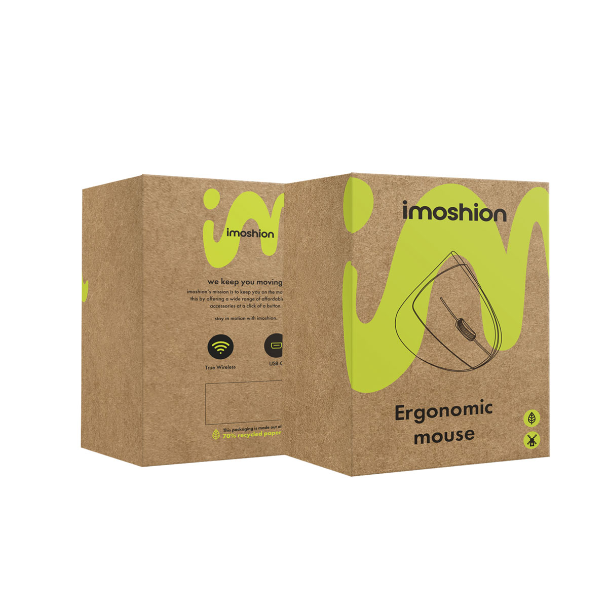 Brown packaging with green accents, showing a mouse and Imoshion logo.