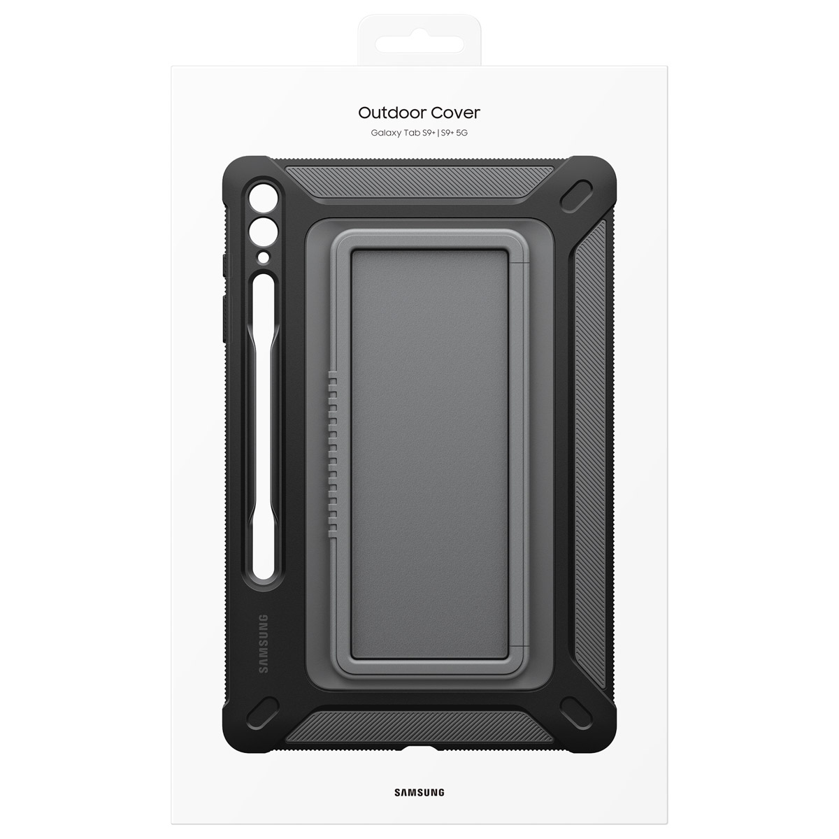 Czarna zewnętrzna obudowa Samsung do Galaxy Tab S9+ z uchwytem na rysik.