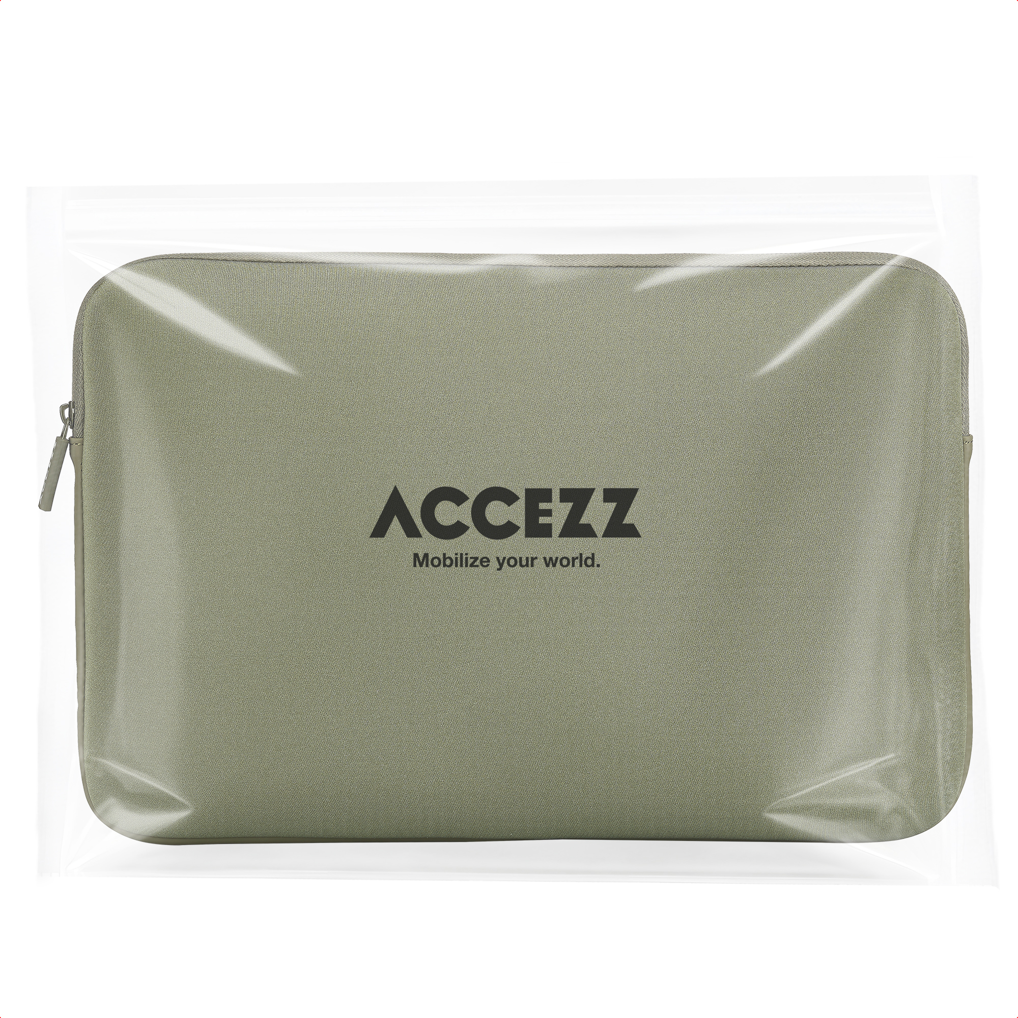 A green bag with the ACCEFFZ logo and slogan "Mobilize your world."