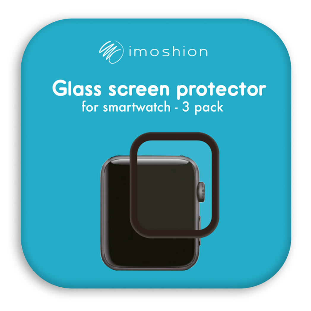 Glazen screenprotector voor smartwatch - 3-pack. Imoshion logo.