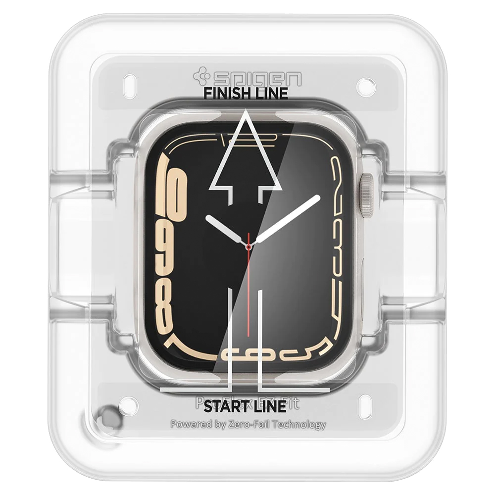 A clear protective case with a digital smartwatch face.