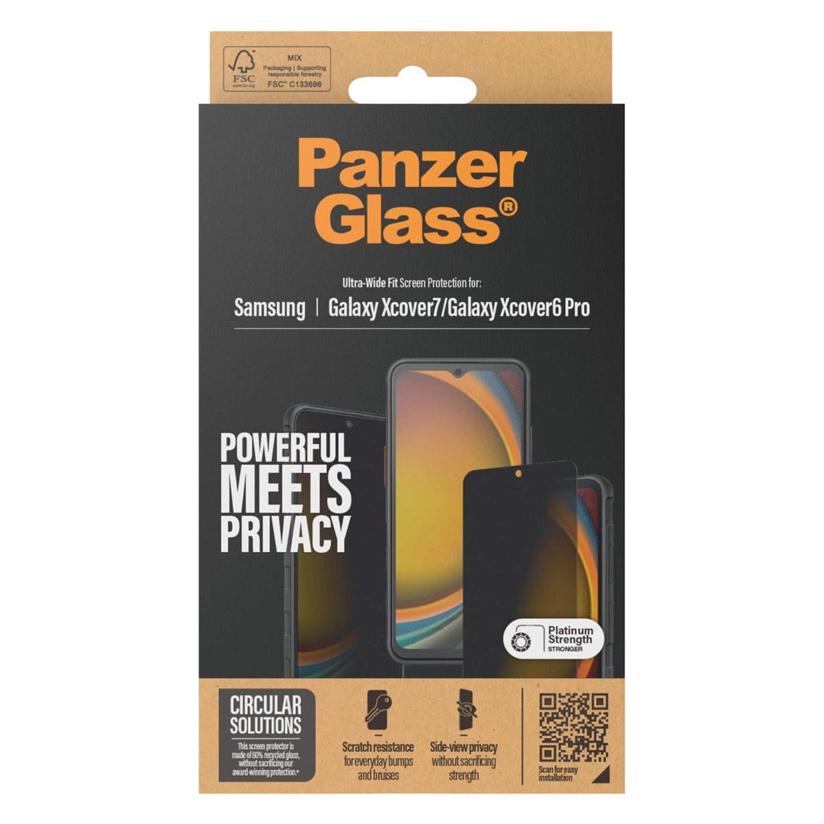Emballage de protection d'écran Panzer Glass pour Samsung Galaxy Xcover7/6 Pro.