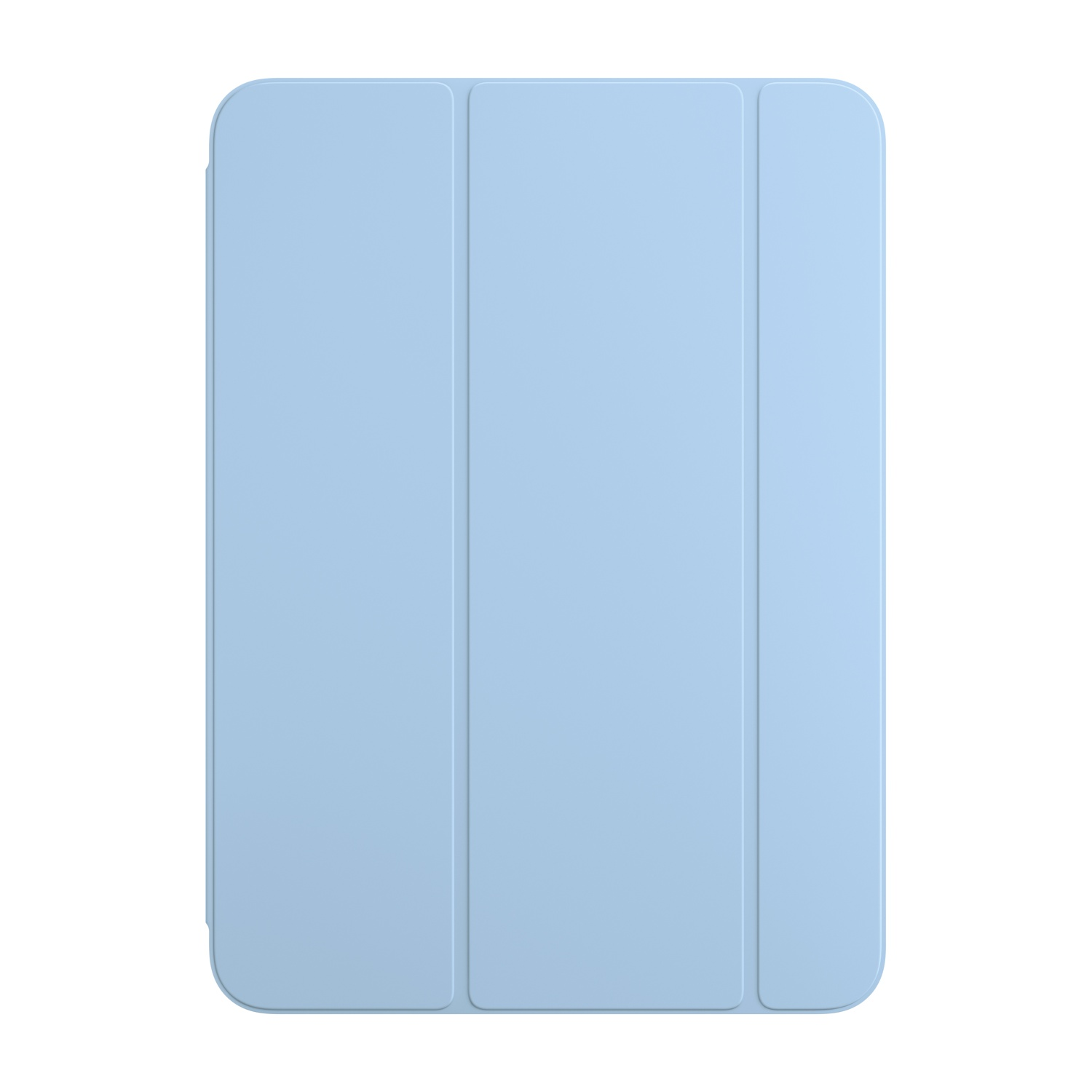 Jasnoniebieskie etui na tablet z trzema pionowymi zagięciami.
