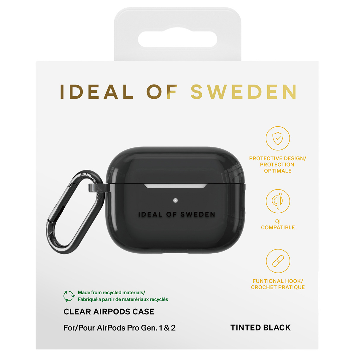 Schwarze AirPods Pro Hülle mit Karabiner. Ideal of Sweden.