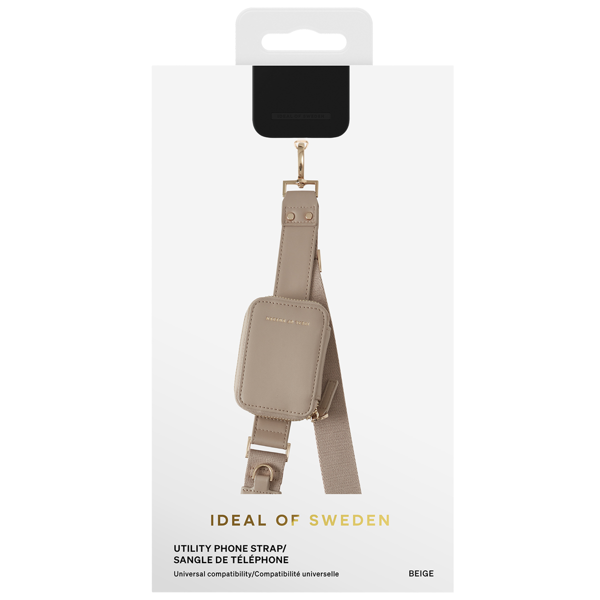 Ein beiger Handy-Trageriemen mit kleiner Tasche von Ideal of Sweden.