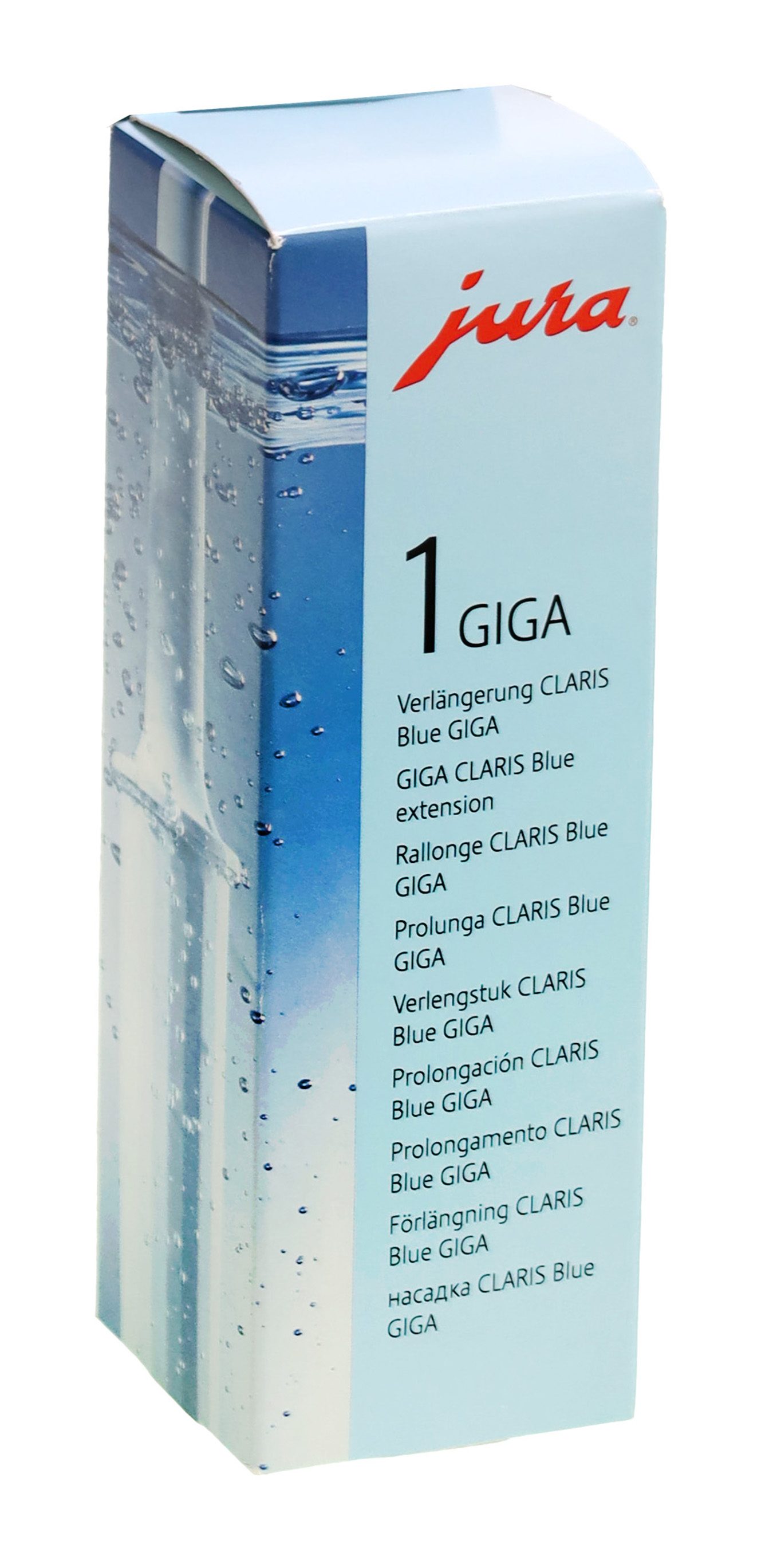 Jura Giga 1 Paket mit Wasserfilterverlängerung, blau.