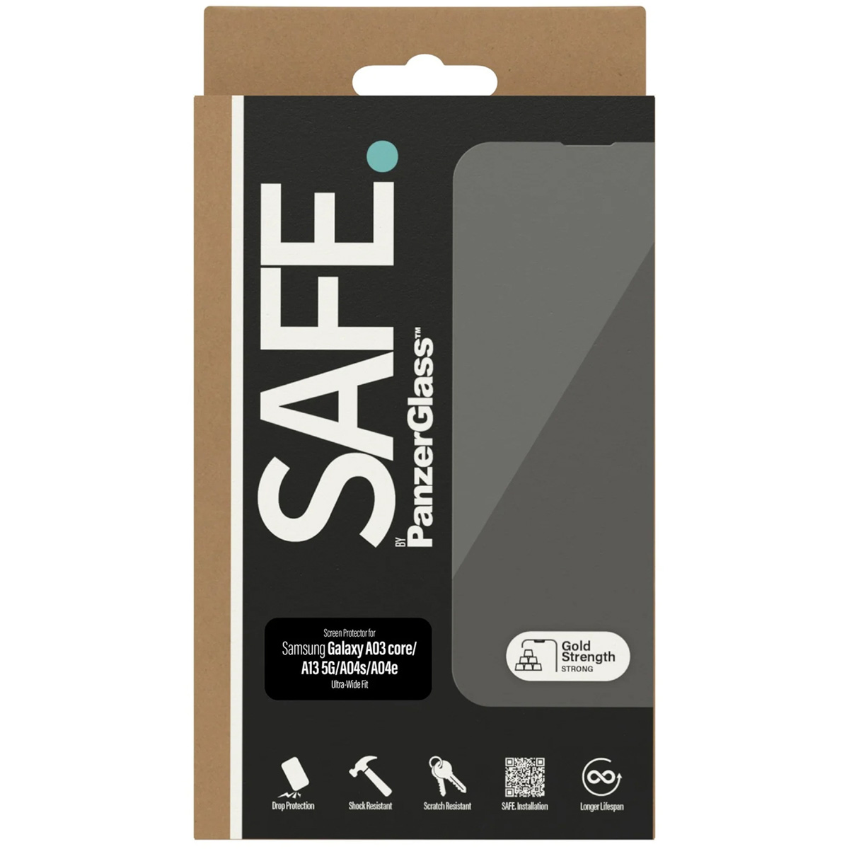 Verpakking voor SAFE PanzerGlass screenprotector voor Samsung A03 core/A13 5G/A04s/A04e.