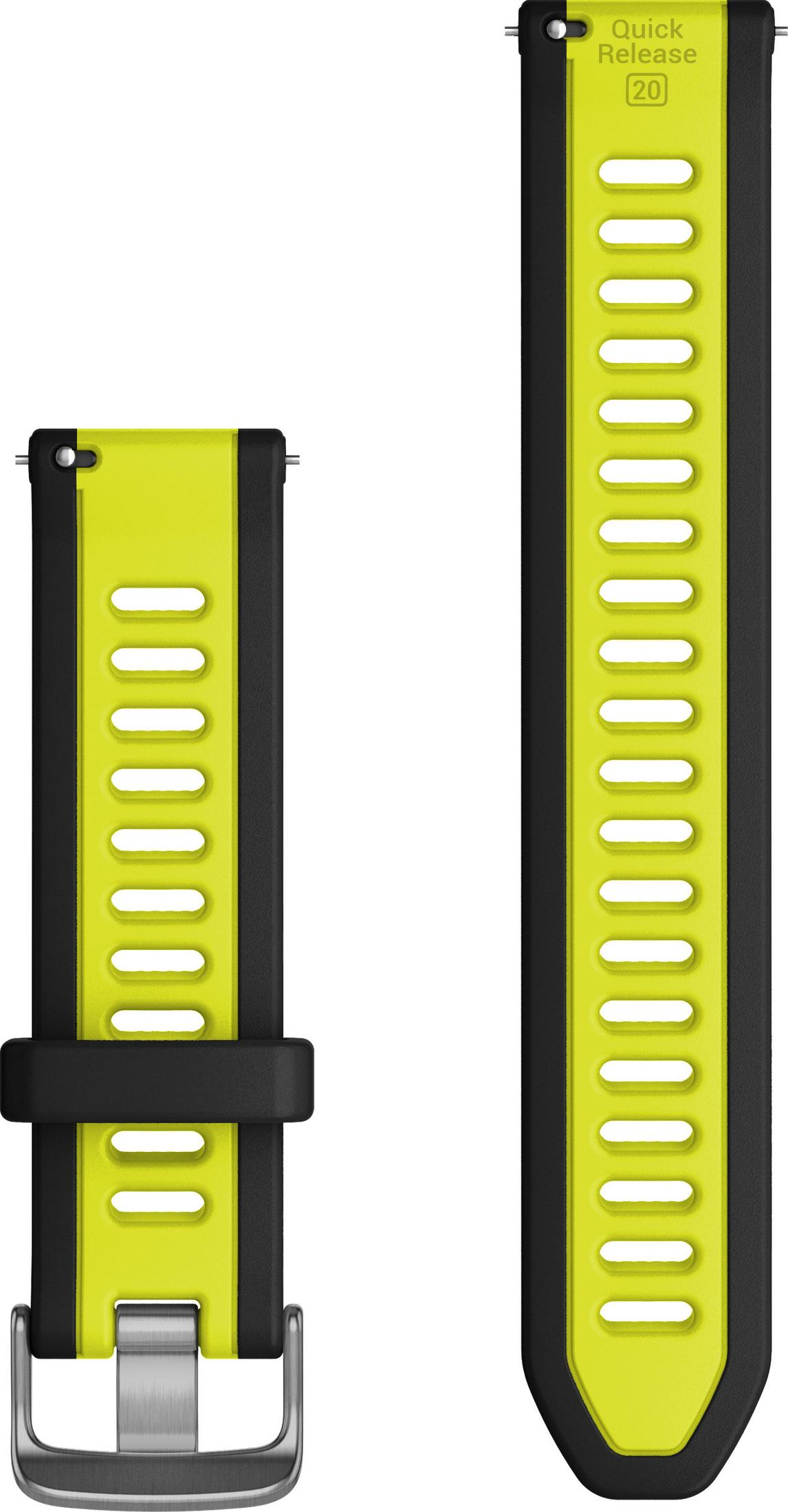 Zwei Uhrenarmbänder in Gelb und Schwarz mit Schnellverschluss.