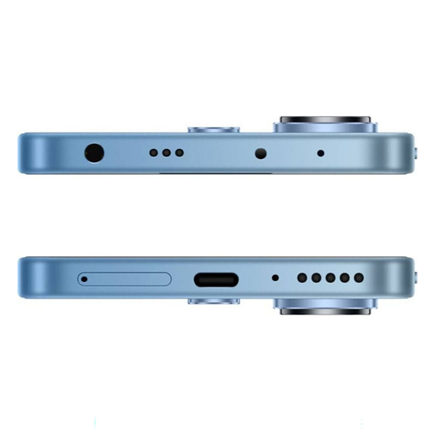 Góra: Port ładowania, mikrofony, głośnik. Dół: Gniazdo słuchawkowe, tacka SIM.