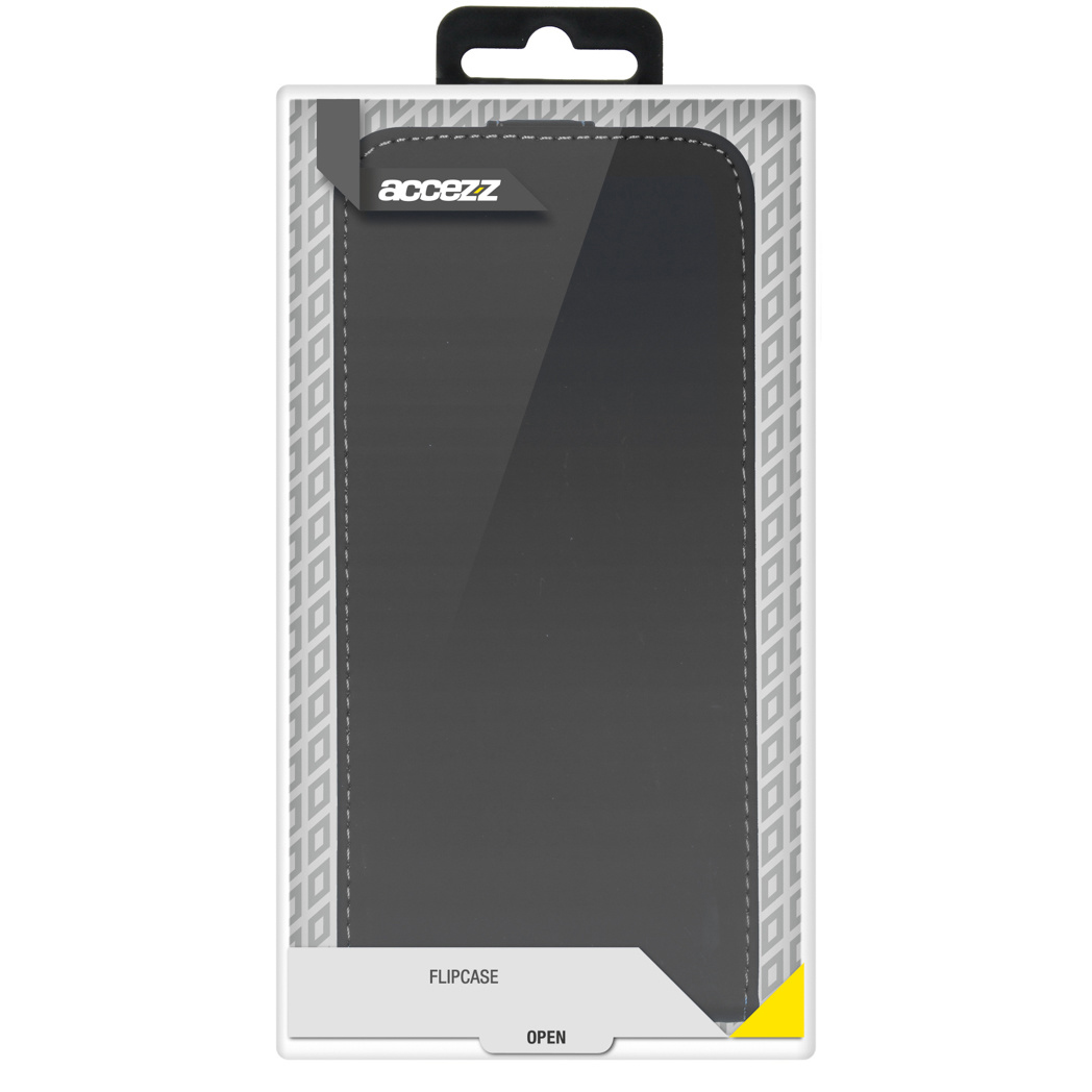 Verpakking voor een zwarte flipcase met 'acezz' logo.