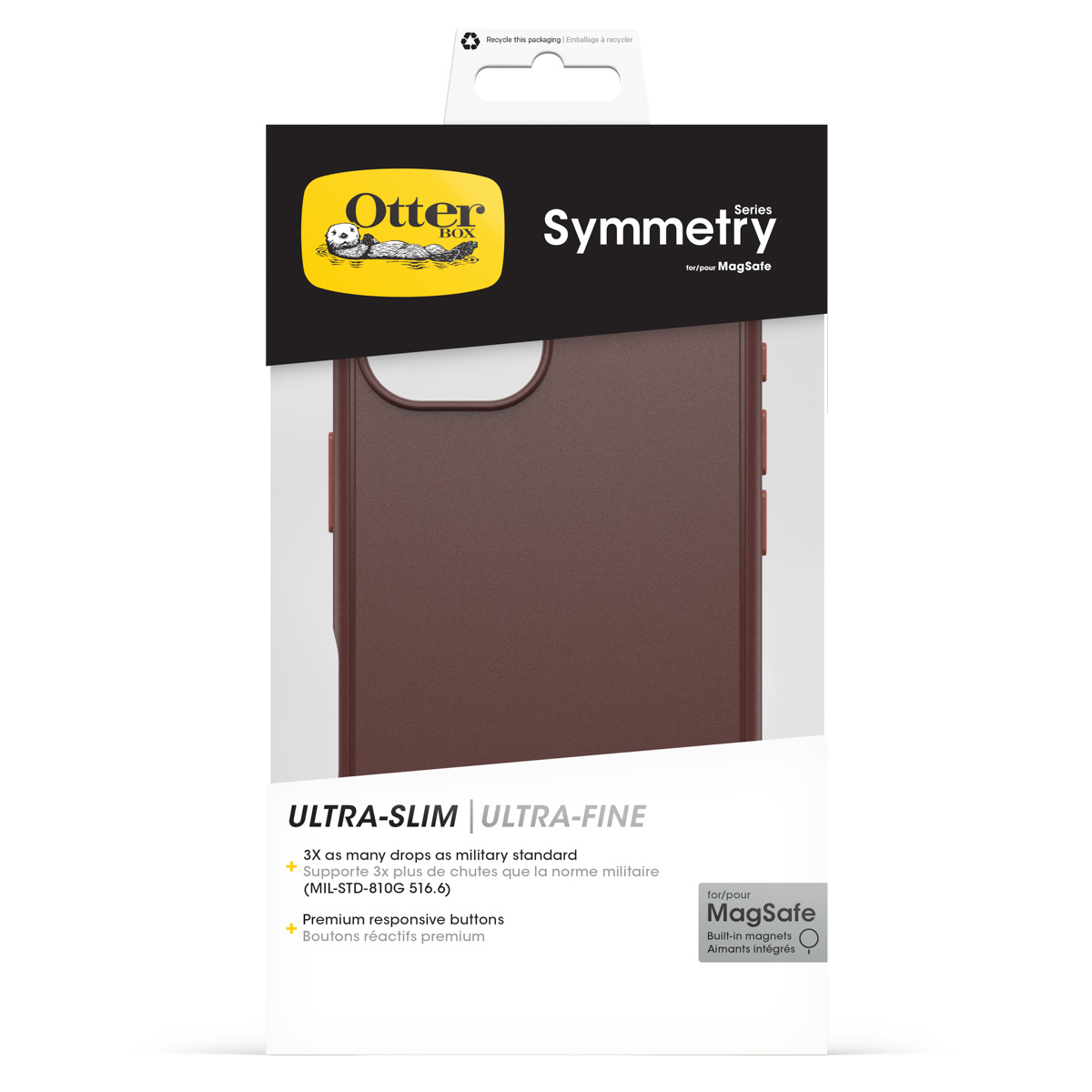 OtterBox Symmetry Series Handyhülle in Braun, für MagSafe. Ultraschlankes Design.
