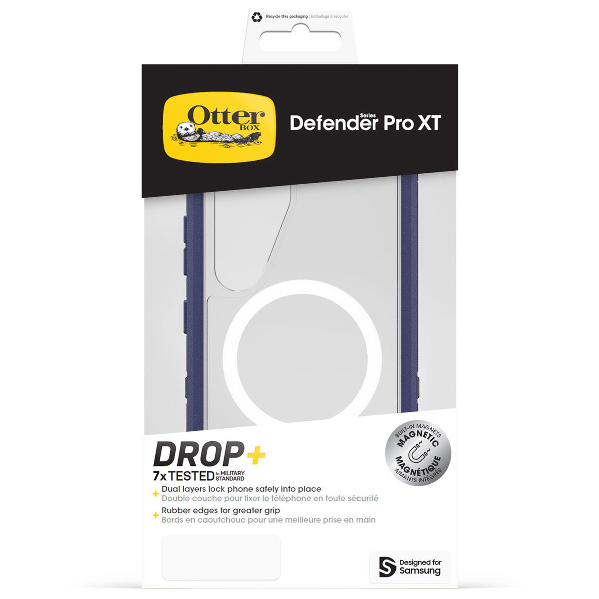 OtterBox Defender Pro XT hoes met magneten voor Samsung, blauw en wit.