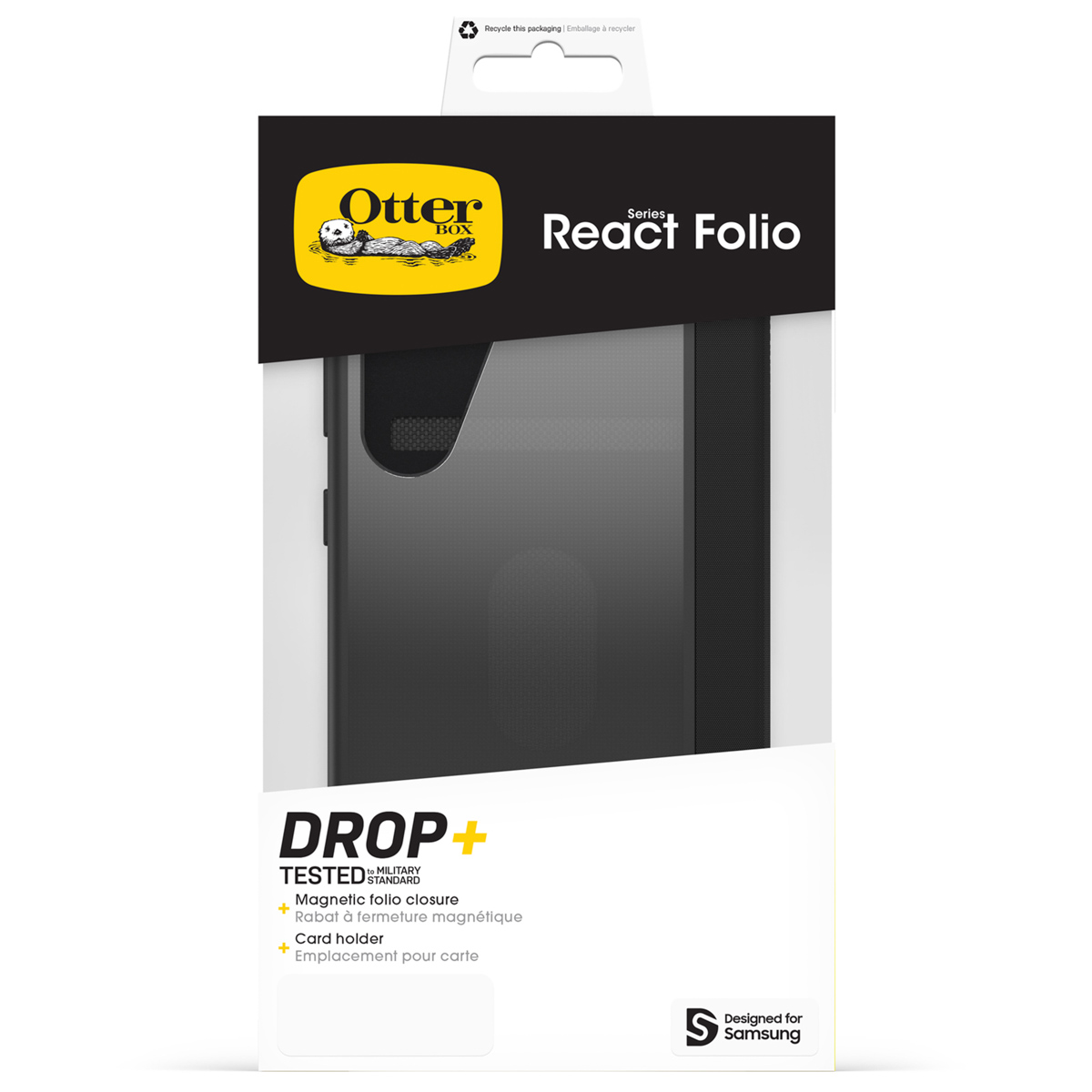 OtterBox React Folio hoesje voor Samsung telefoons, magnetische sluiting.