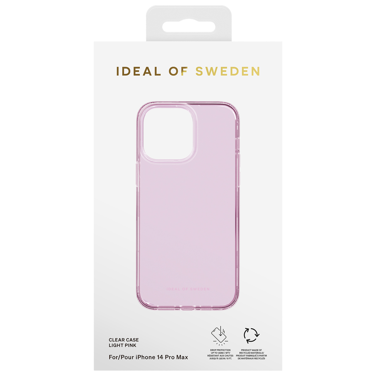 Eine transparente, hellrosa Hülle für das iPhone 14 Pro Max von Ideal of Sweden.