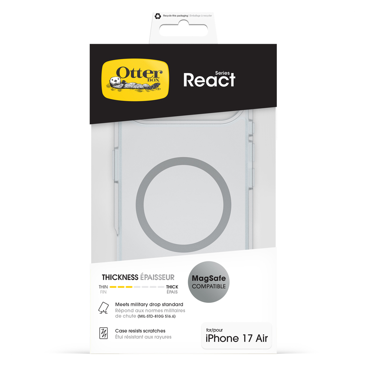 OtterBox React hoesje voor iPhone 17 Air, MagSafe compatibel.