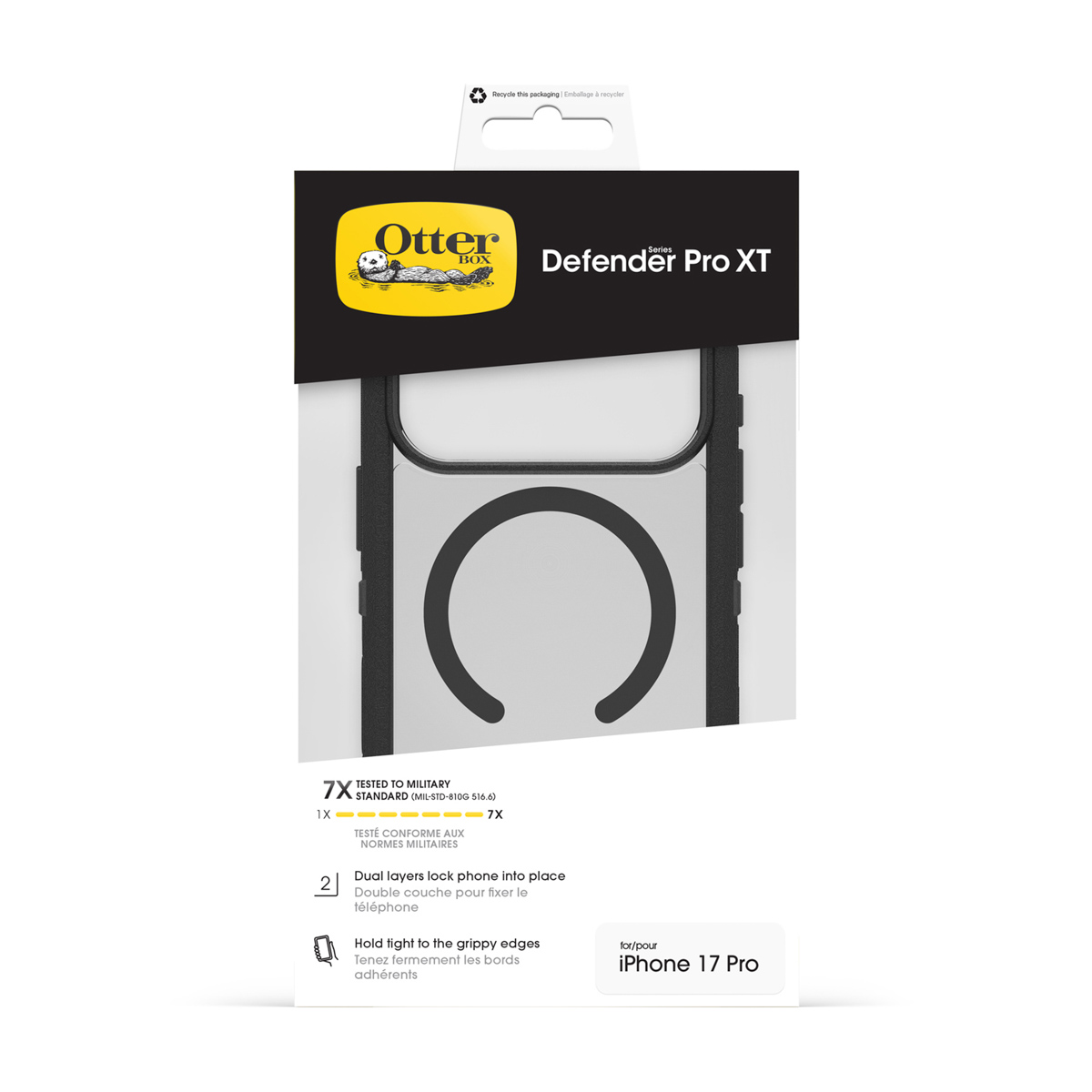 Coque OtterBox Defender Pro XT pour iPhone 17 Pro, noire, testée militaire.