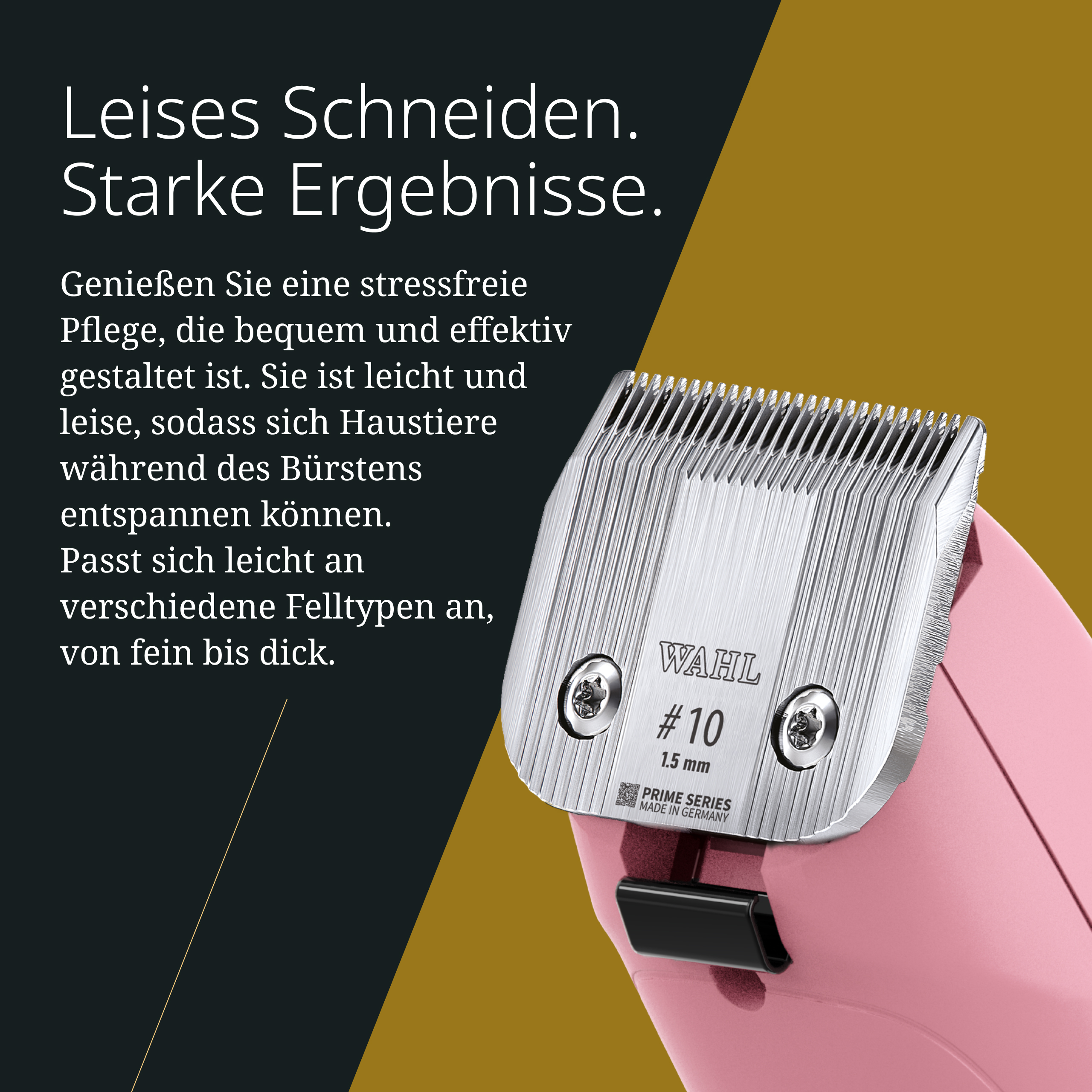 Ein rosa Haarschneider mit silbernem Aufsatz von Wahl, Modell #10, 1.5mm.