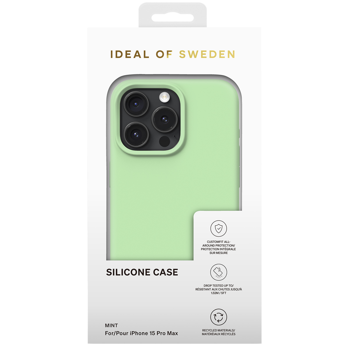 Hellgrüne Ideal of Sweden Silikonhülle für iPhone 15 Pro Max.