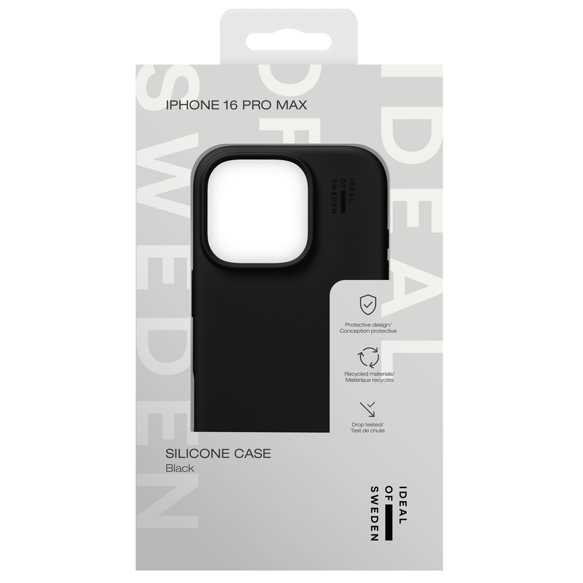 Schwarze Silikonhülle für iPhone 16 Pro Max, IDEAL OF SWEDEN.