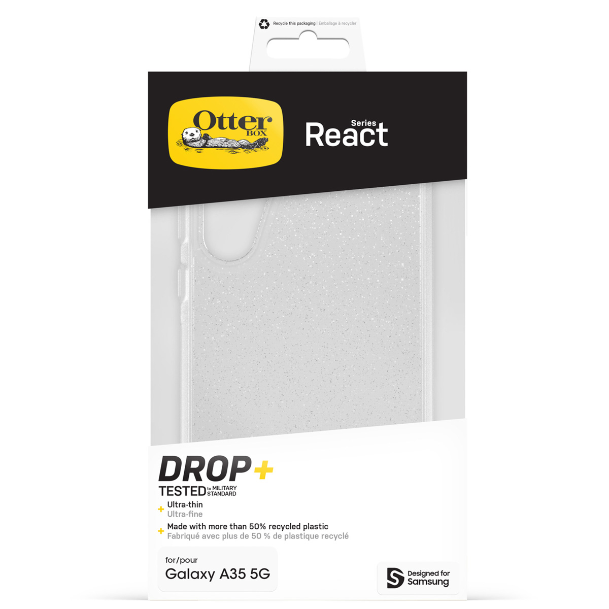 OtterBox React hoesje voor Samsung Galaxy A35 5G, glitter, ultradun.