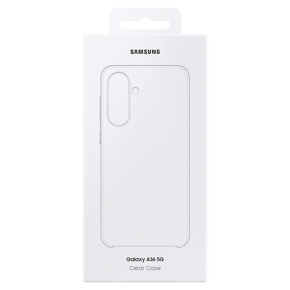 Confezione per Samsung Galaxy A36 5G Clear Case con contorno del design della cover.