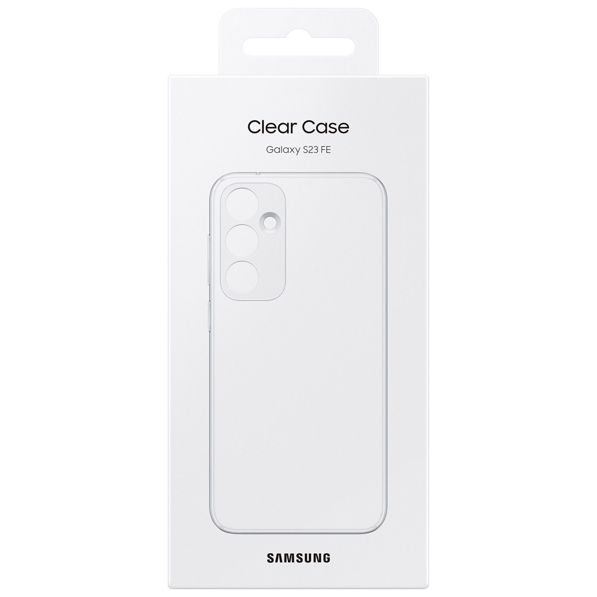 Opakowanie przezroczystego etui Samsung Galaxy S23 FE.